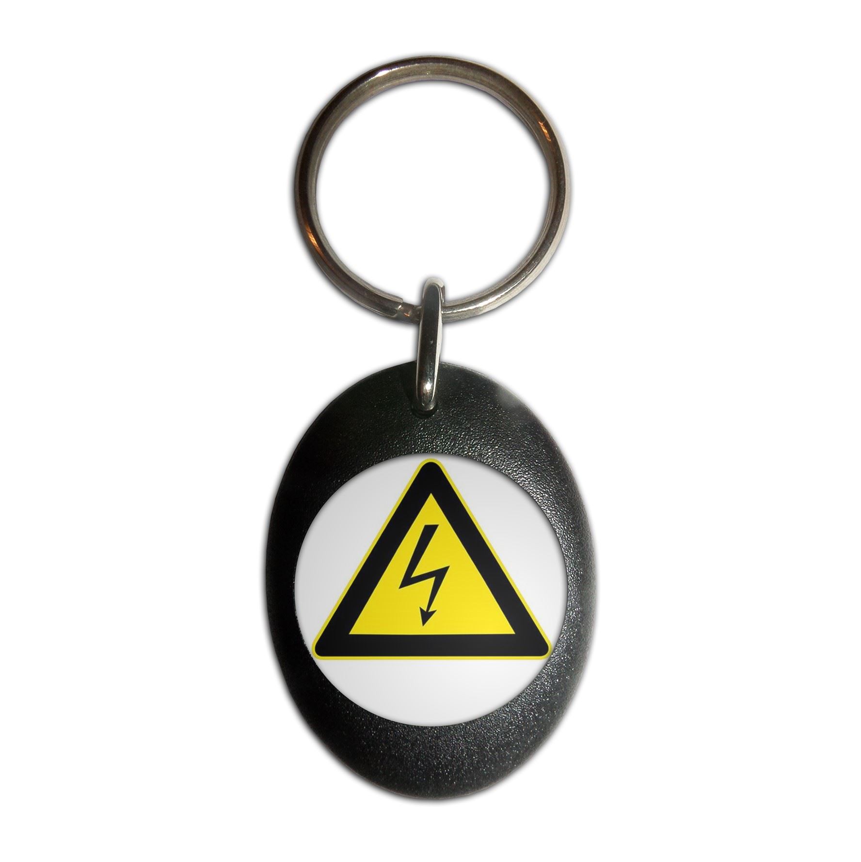 High Voltage Plastic Oval Key Ring (43mm x 32.5mm) - Picture 3 of 10