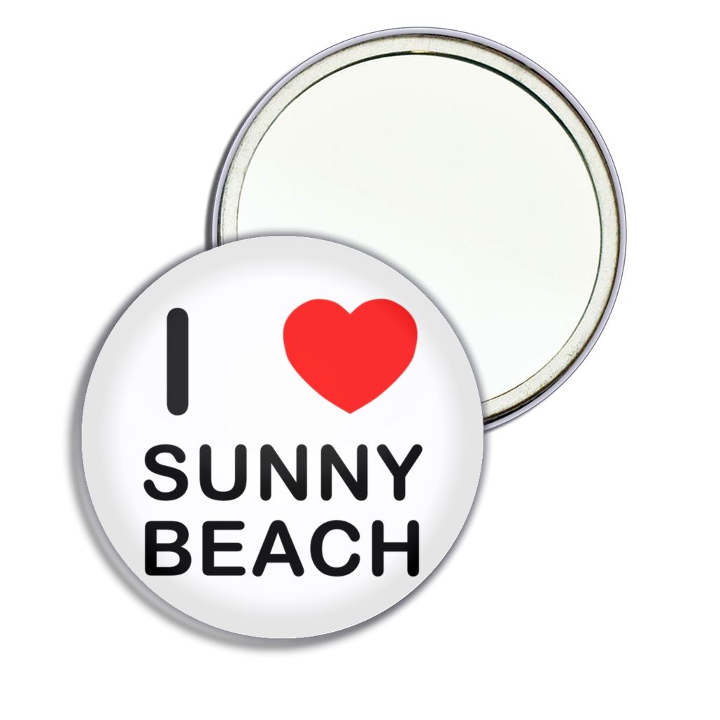 Sunny Beach I Love Heart Round Mirror Pocket Compact (55mm or 77mm) - Picture 3 of 6