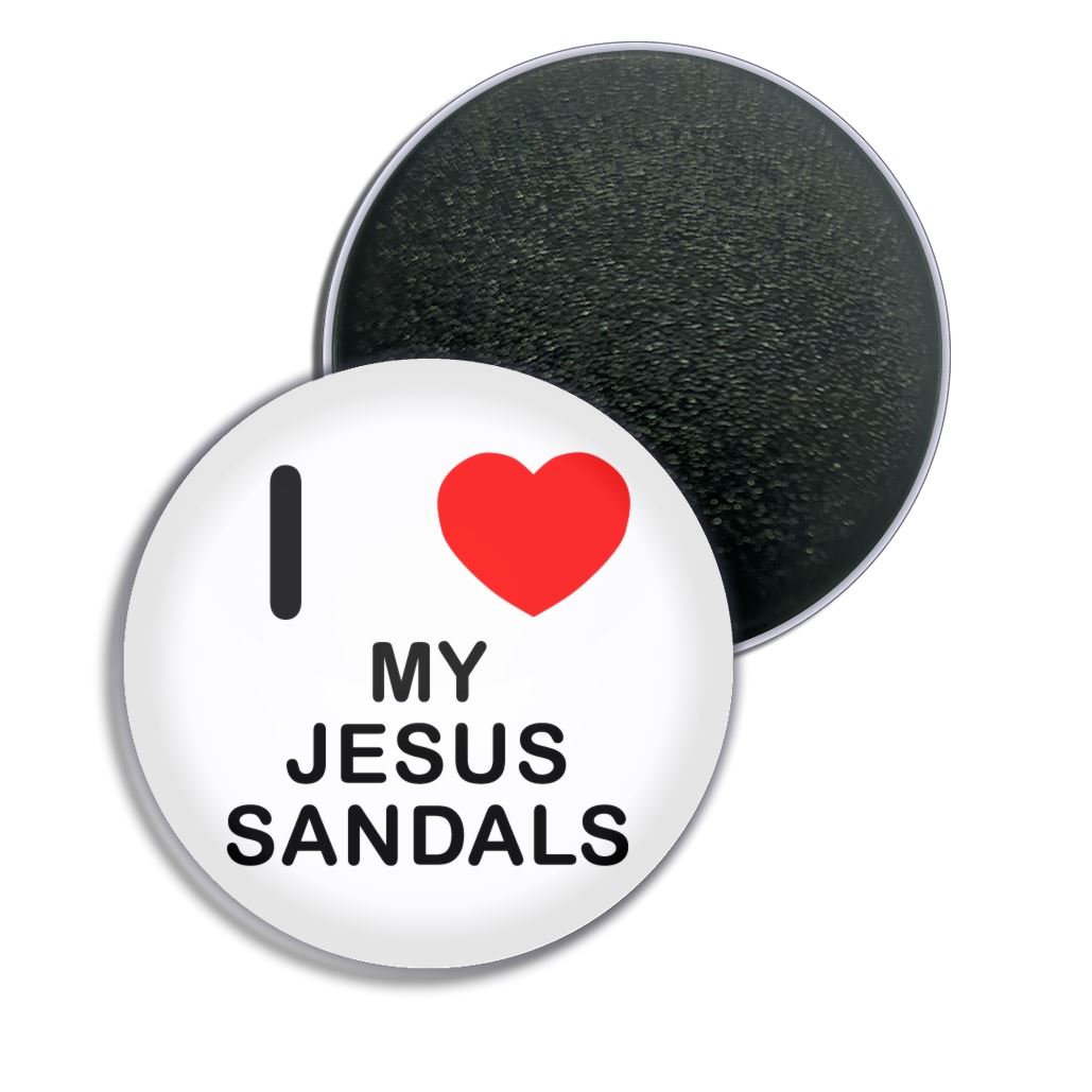 My Jesus Sandals I Love Heart Fridge Magnet Button Badge (25, 55 or 77mm) - Picture 2 of 4