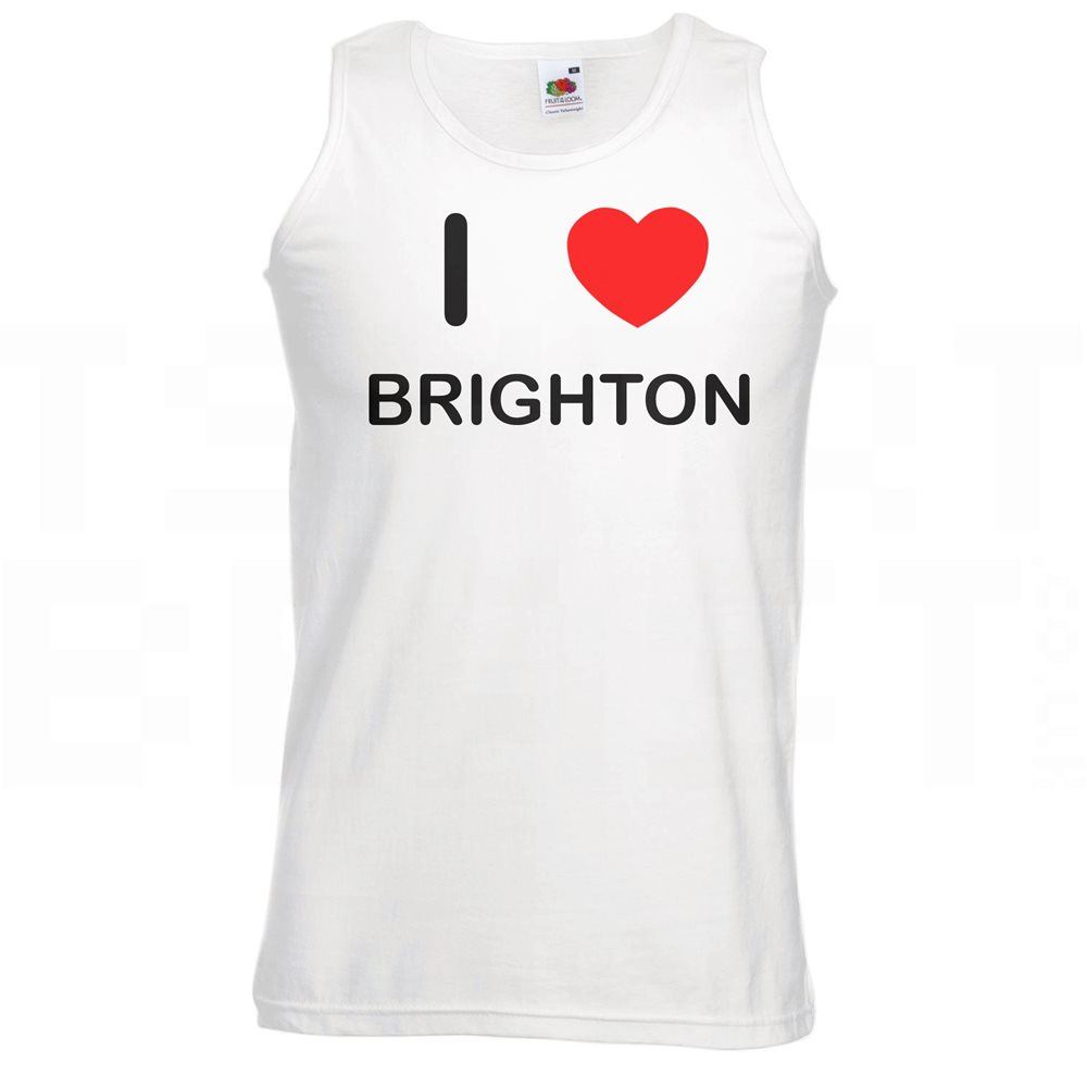 Brighton I Love Heart Vest Adult Crew Neck Athletic Gym Vest - Picture 13 of 18