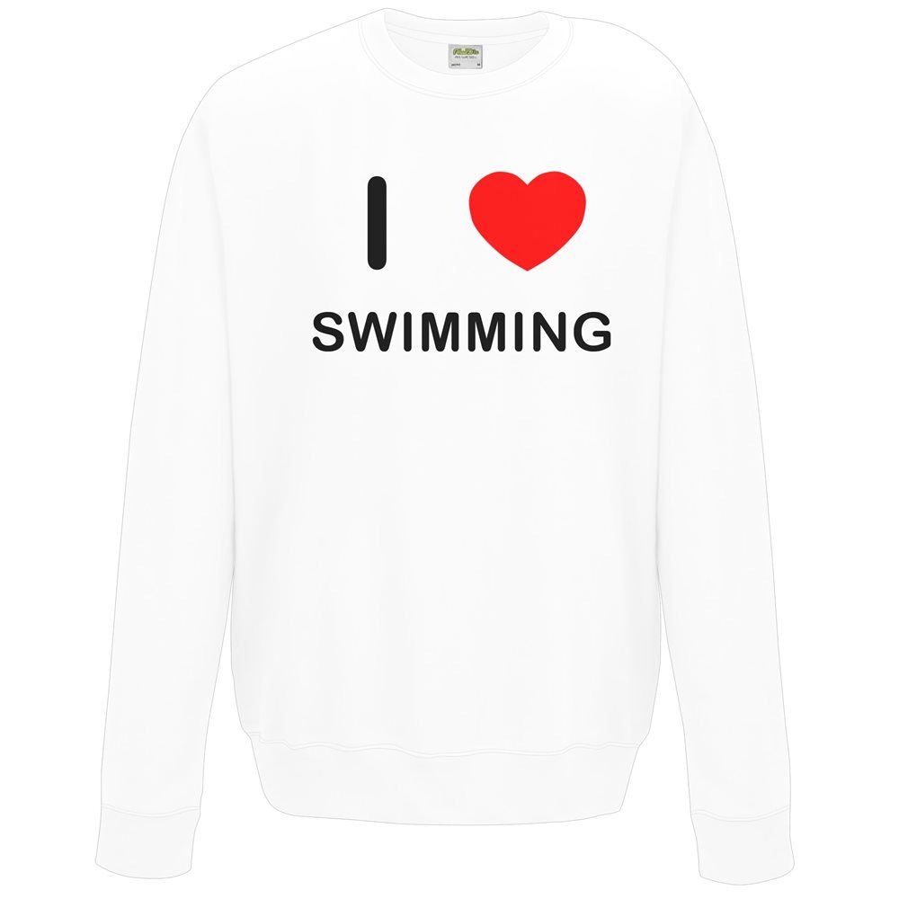 Swimming I Love Sweater Pullover Adult Crew Neck Long Sleeved Sweatshirt - Picture 33 of 34
