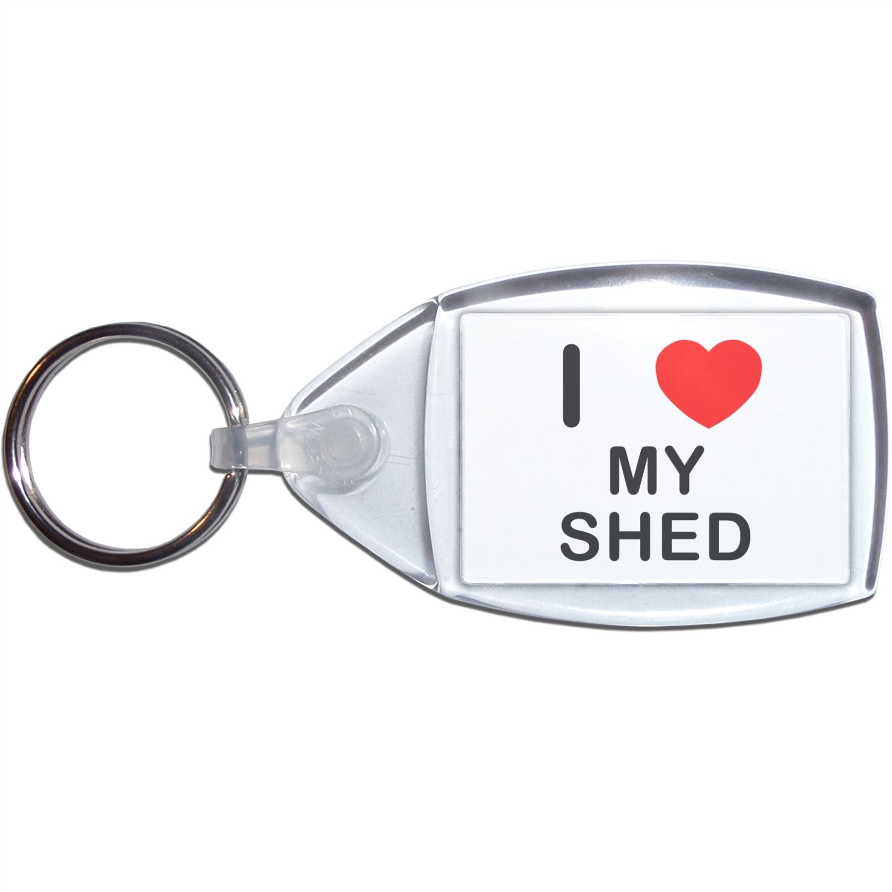 My Shed I Love Heart Clear Plastic Key Ring (S, M or L) - Picture 7 of 8