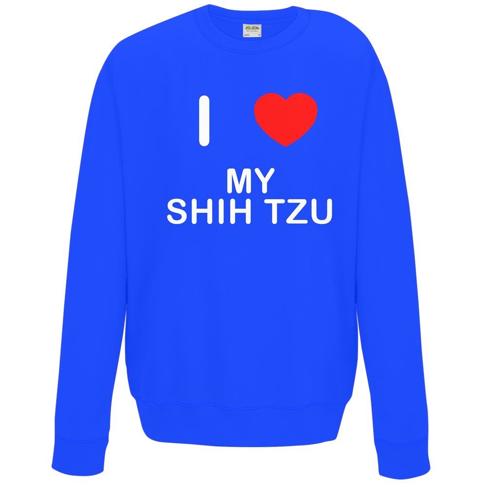 My Shih Tzu I Love Sweater Pullover Adult Crew Neck Long Sleeved Sweatshirt - Picture 15 of 34