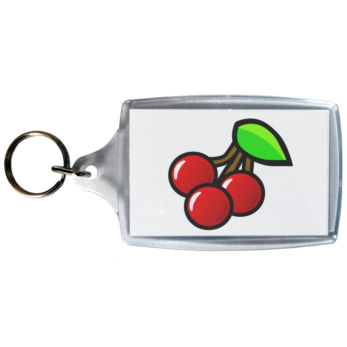 Fruit Machine Cherries Clear Plastic Key Ring (S, M or L) - Picture 3 of 8