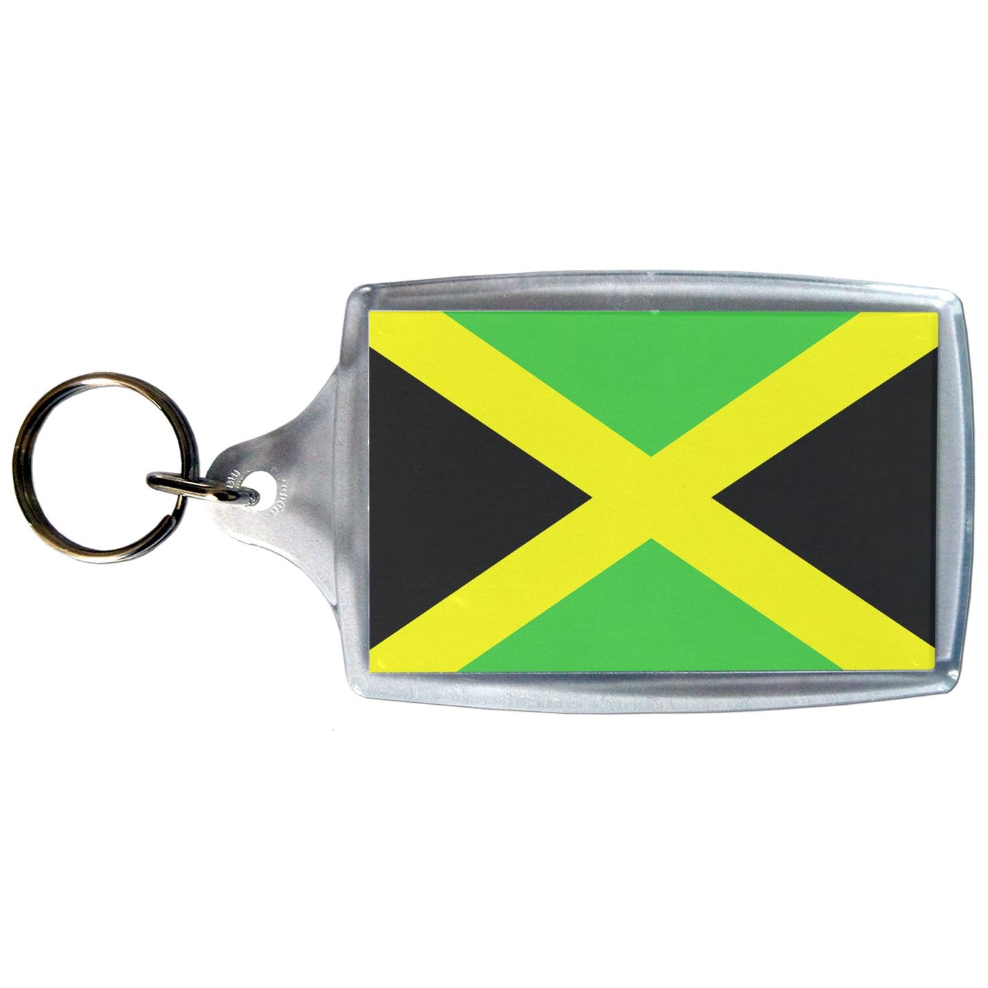 Jamaica Flag Clear Plastic Key Ring (S, M or L) - Picture 3 of 8