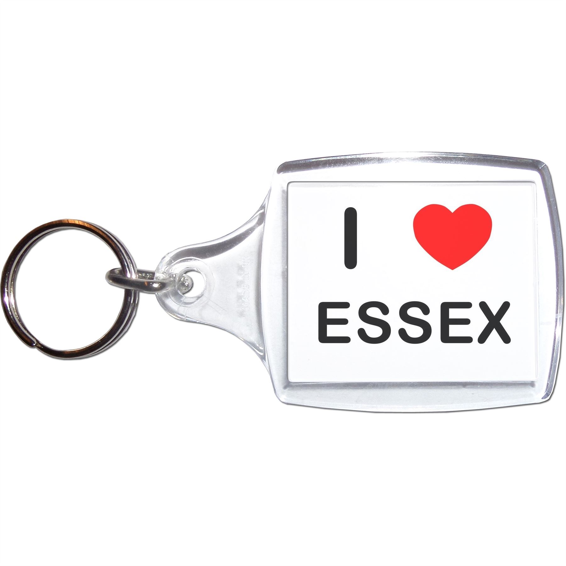 Essex I Love Heart Clear Plastic Key Ring (S, M or L) - Picture 5 of 8