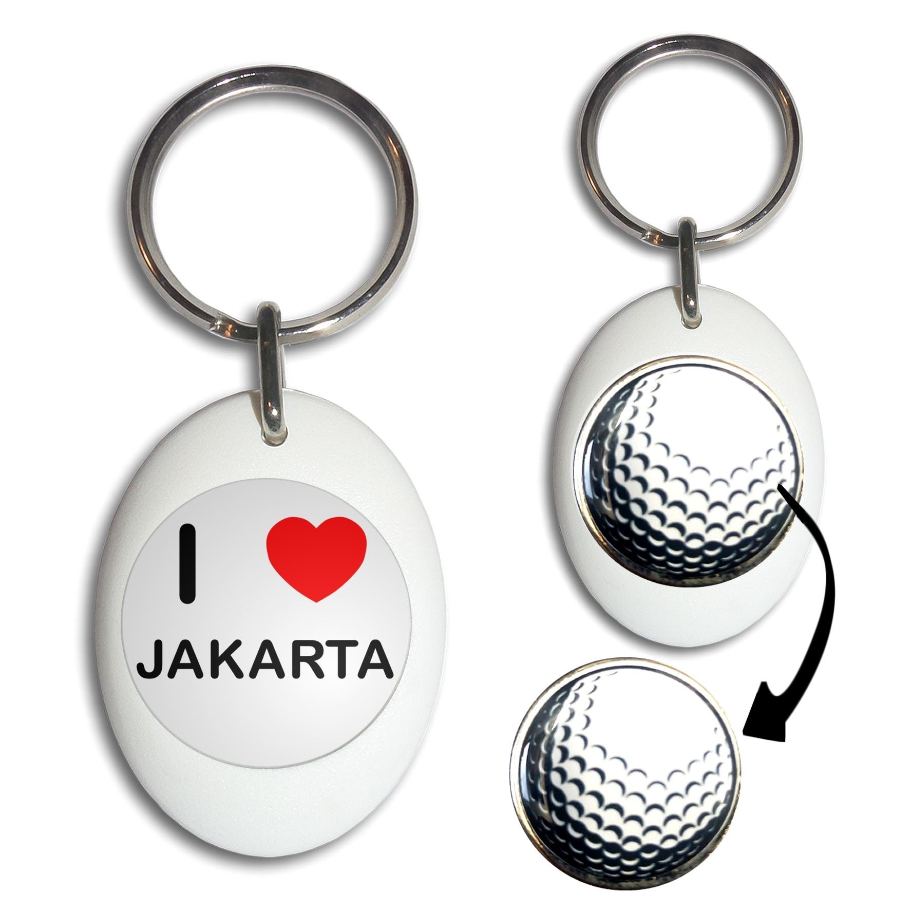 Jakarta I Love Golfball Marker Schlüsselanhänger (43 mm x 33 mm) - Bild 11 von 12