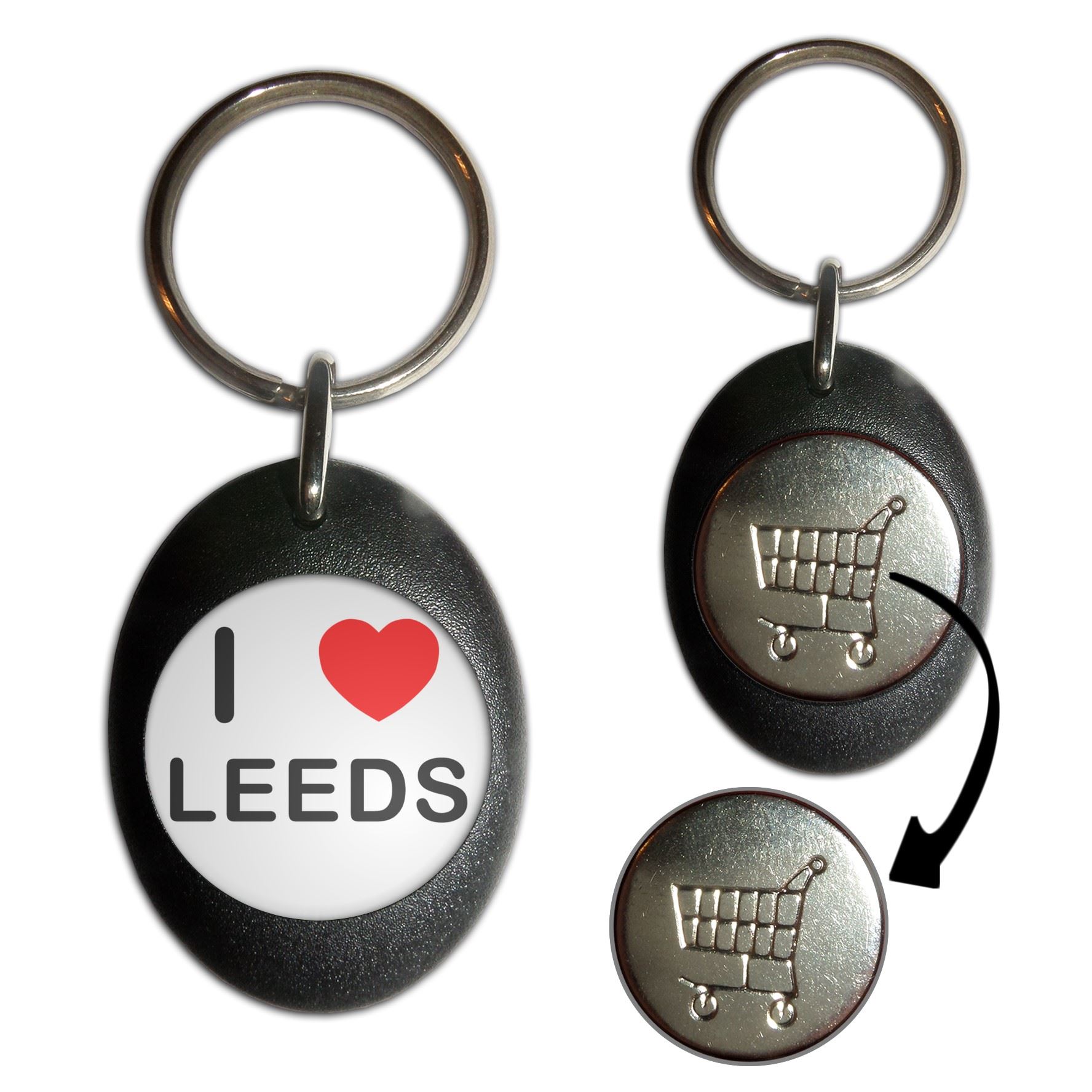 Schlüsselanhänger Leeds I Love Kunststoff Einkaufstrolley £1/€1 Münze (43 mm x 32 mm) - Bild 3 von 10