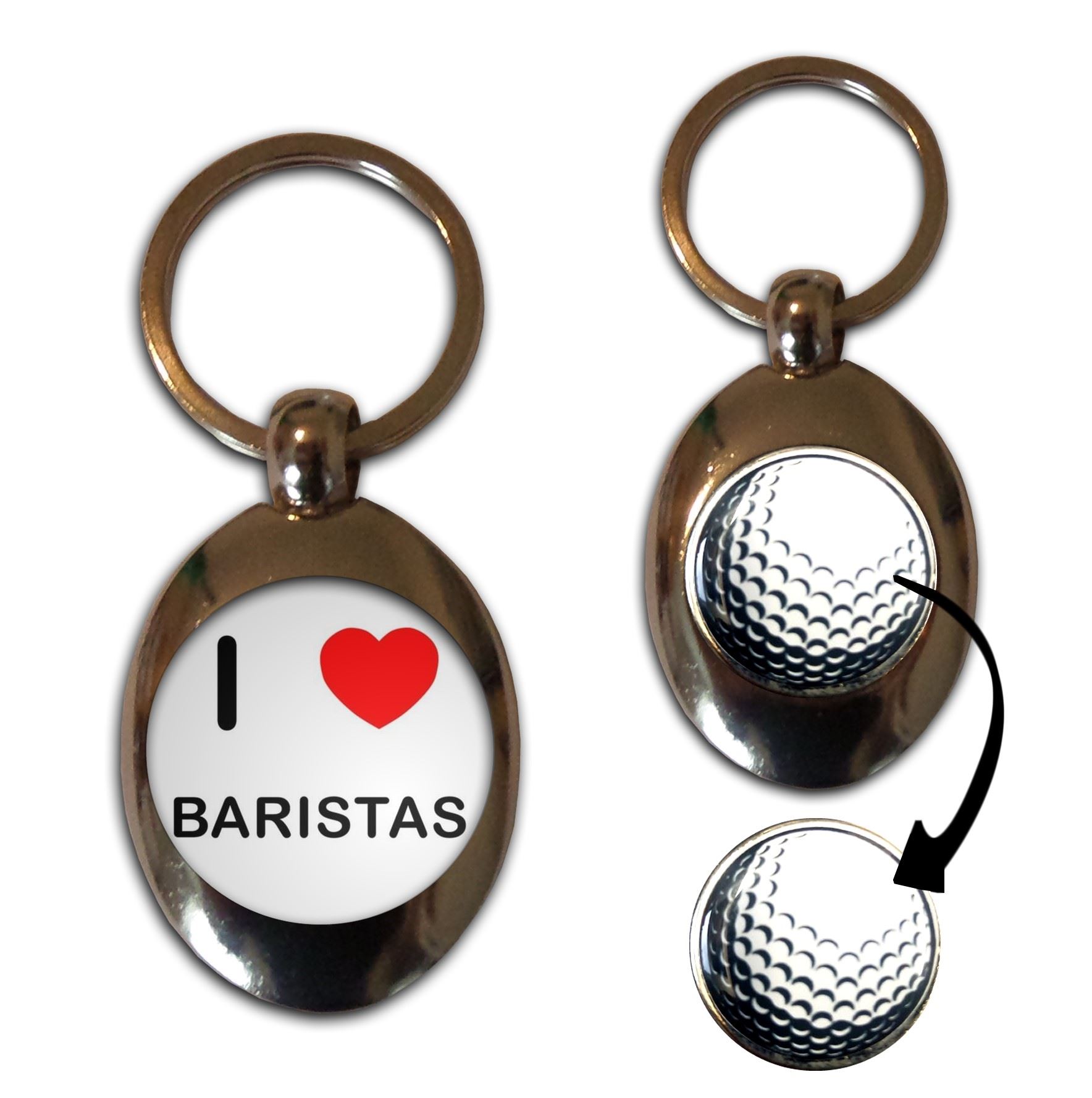 Baristas I Love Golf Ball Marker Key Ring (43mm x 33mm) - Picture 9 of 12