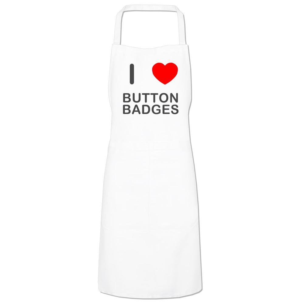 Button Badges I Love Kitchen Apron Bib with Adjustable Neck and Ties - Picture 9 of 10