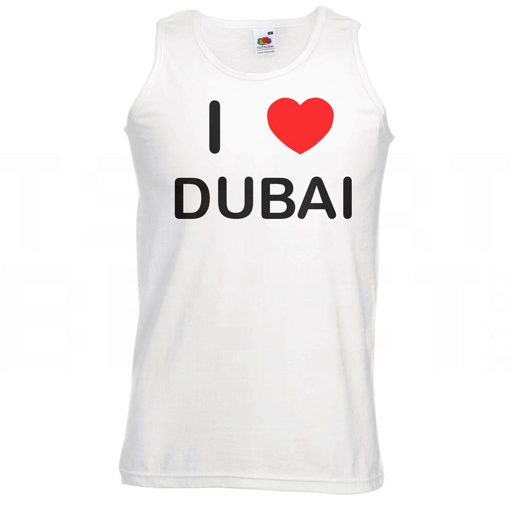 Dubai I Love Heart Vest Adult Crew Neck Athletic Gym Vest - Picture 17 of 18