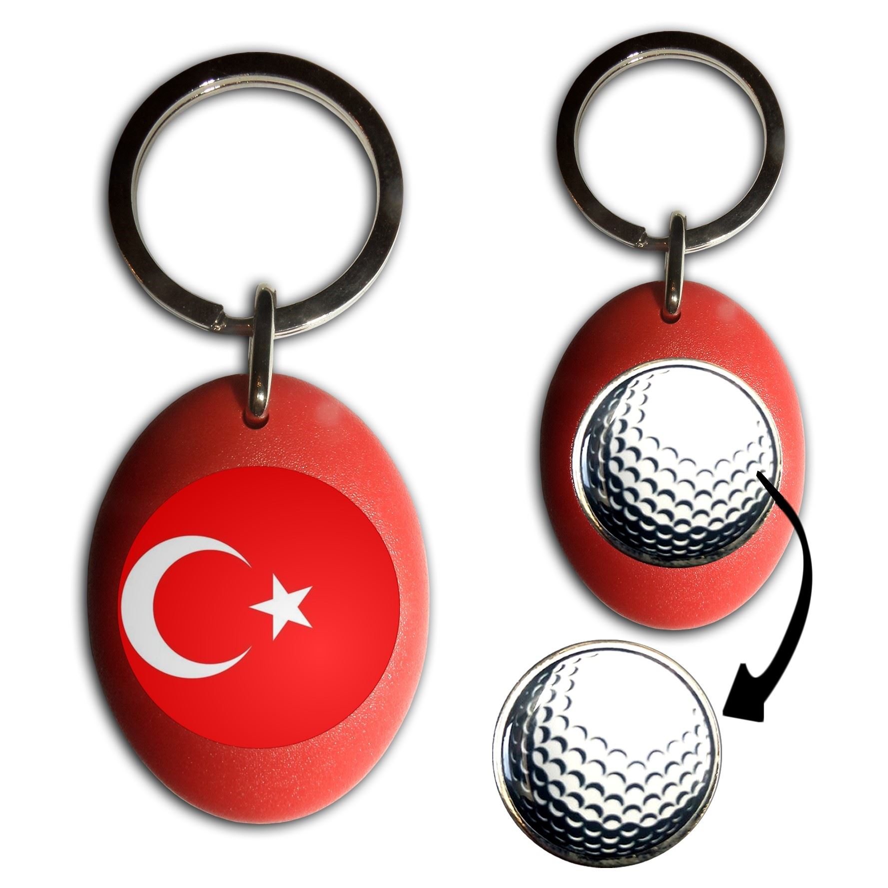 Schlüsselanhänger Türkei Flagge Golfball Markierung (43 mm x 33 mm) - Bild 7 von 12