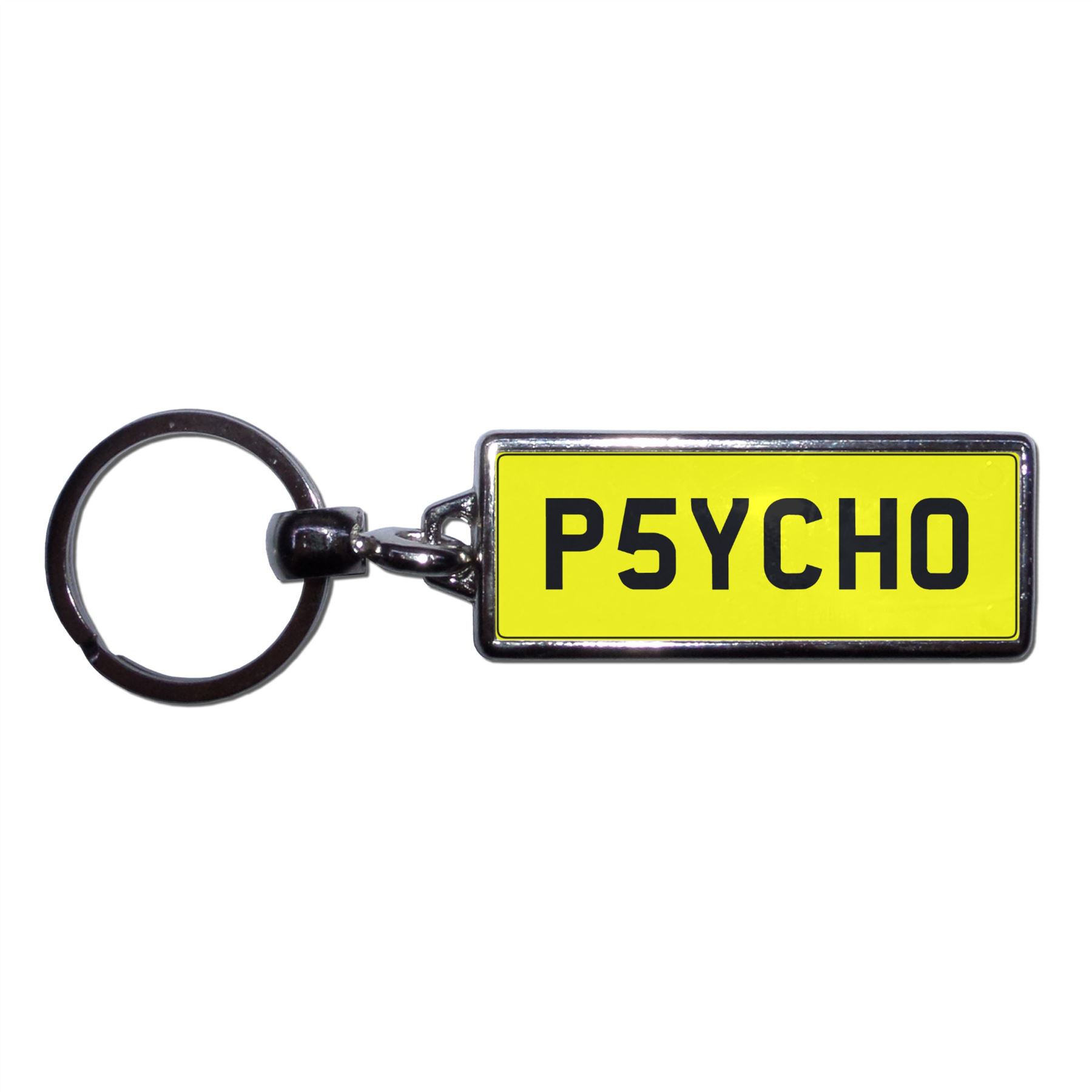PSYCHO - Llavero con matrícula del Reino Unido | Elige medallón / plástico / metal - Imagen 7 de 8