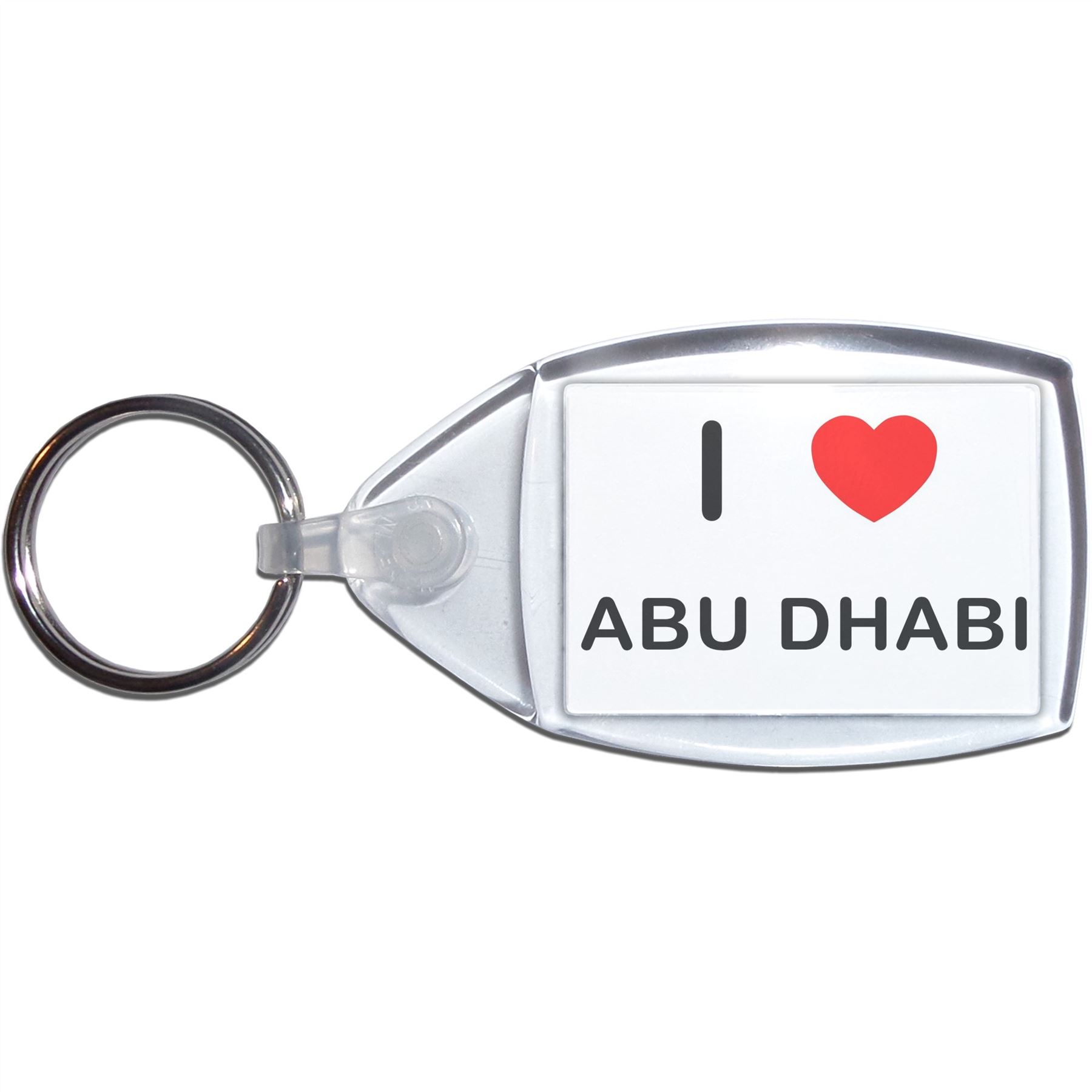 Abu Dhabi I Love Heart Clear Plastic Key Ring (S, M or L) - Picture 7 of 8