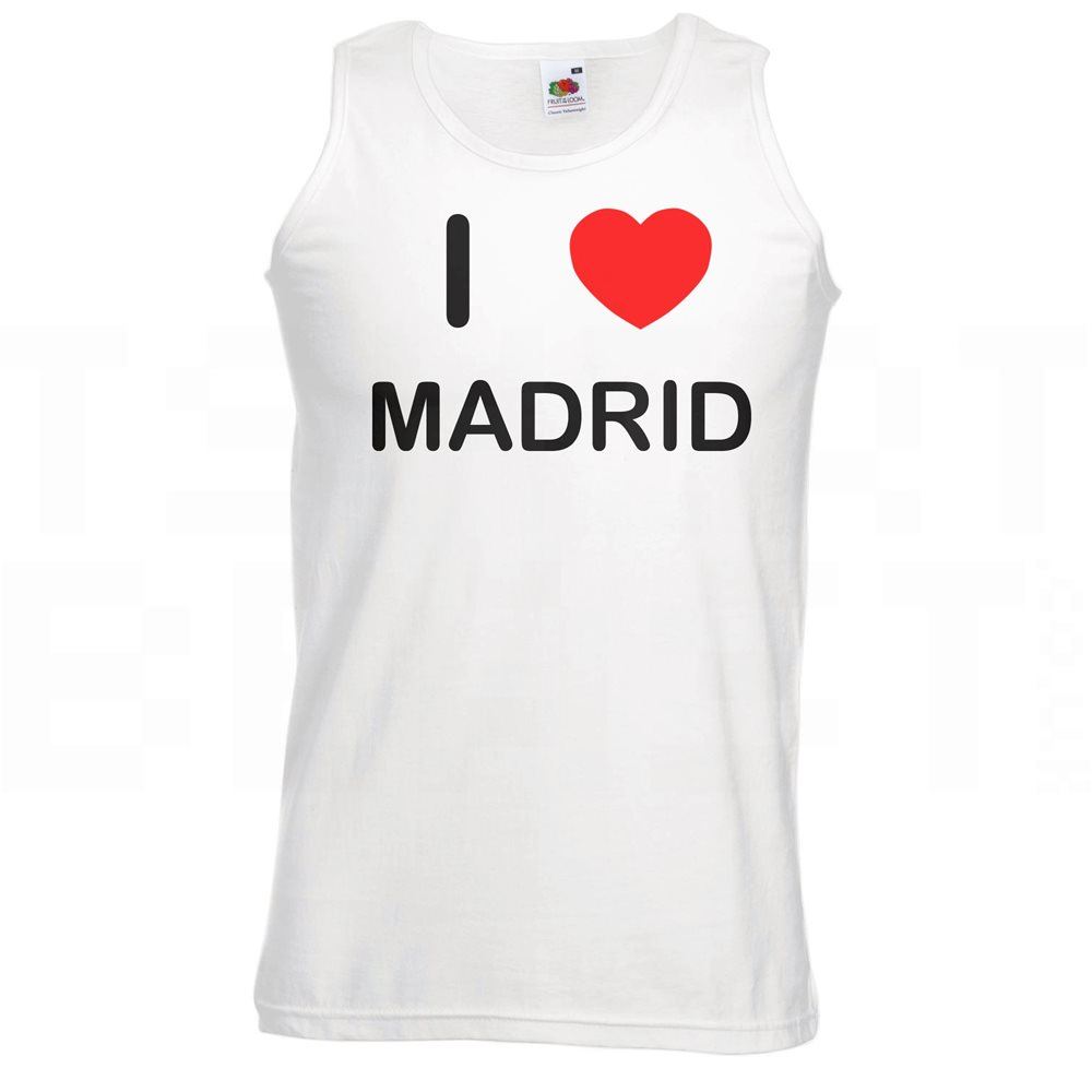 Madrid I Love Heart Vest Adult Crew Neck Athletic Gym Vest - Picture 17 of 18