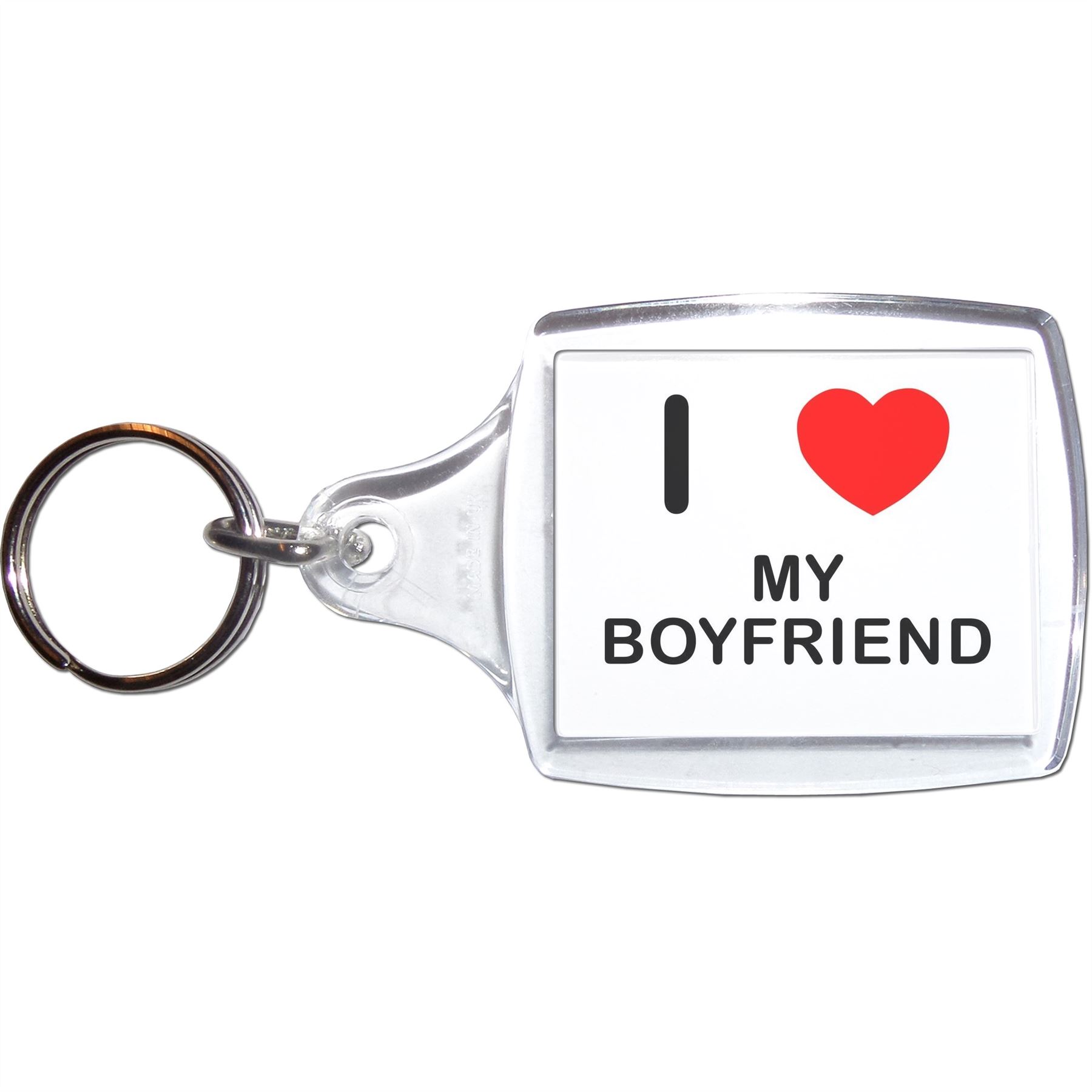 My Boyfriend I Love Heart Clear Plastic Key Ring (S, M or L) - Picture 5 of 8