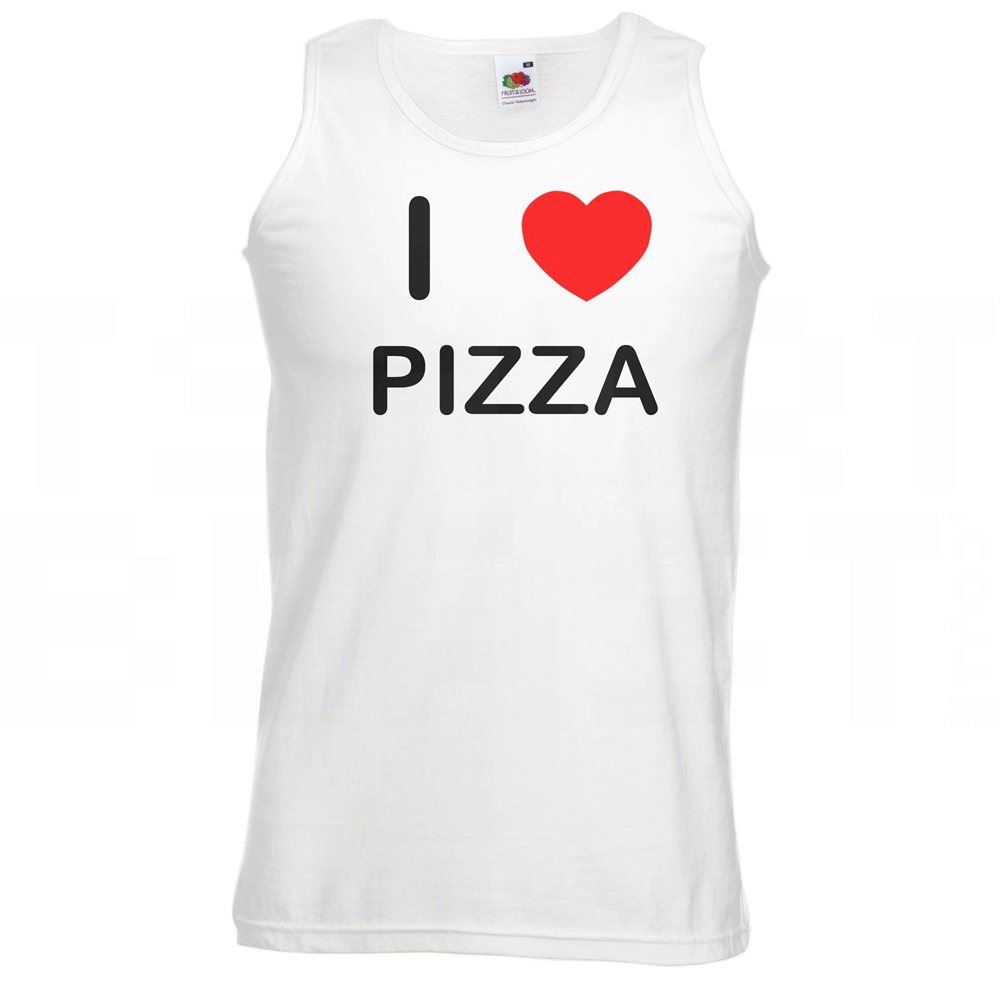 Pizza I Love Heart Vest Adult Crew Neck Athletic Gym Vest - Picture 17 of 18