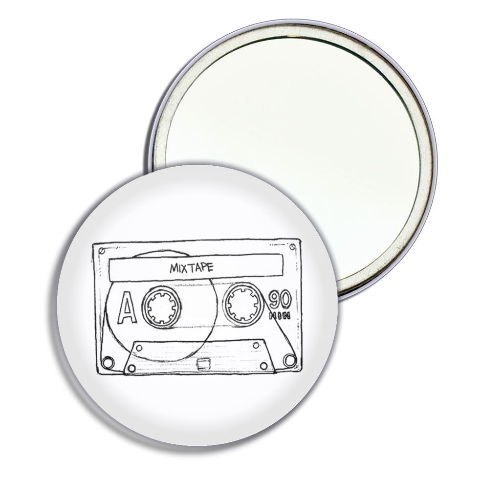 Cassette Tape Round Mirror Pocket Compact (55mm or 77mm) - Picture 5 of 6