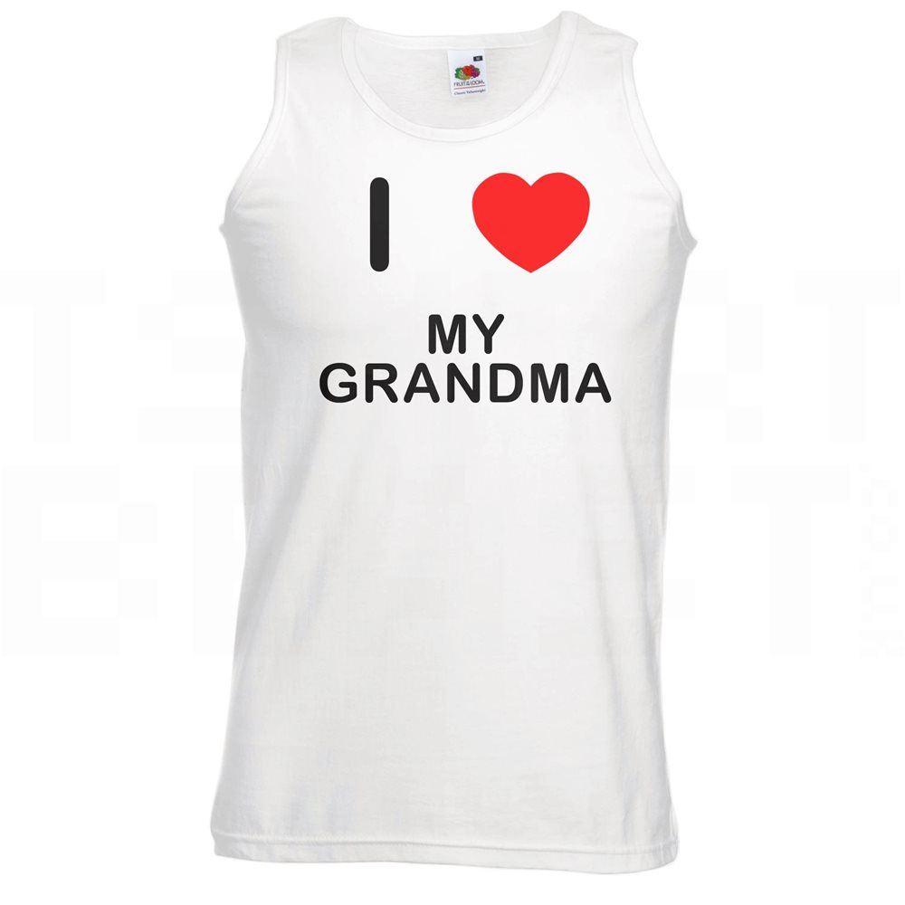 My Grandma I Love Heart Vest Adult Crew Neck Athletic Gym Vest - Afbeelding 11 van 18