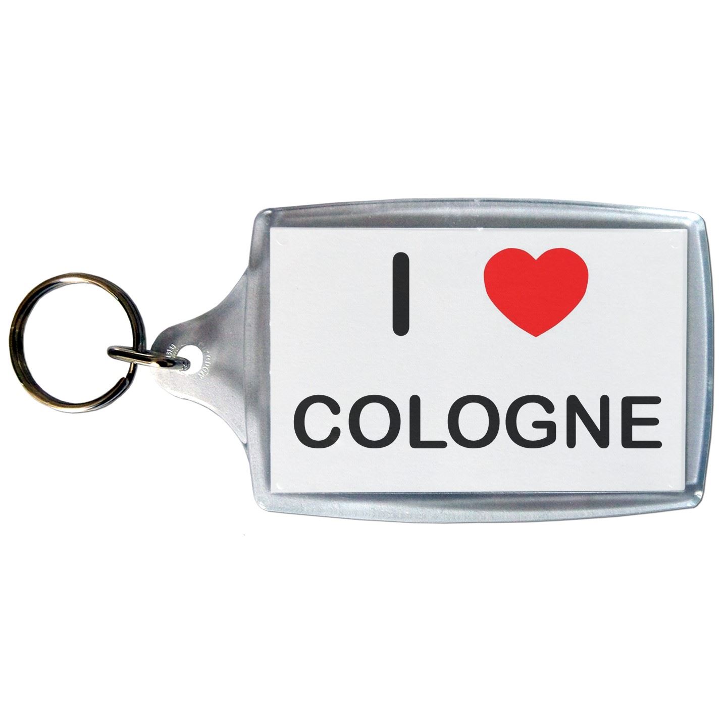 Cologne I Love Heart Clear Plastic Key Ring (S, M or L) - Picture 3 of 8