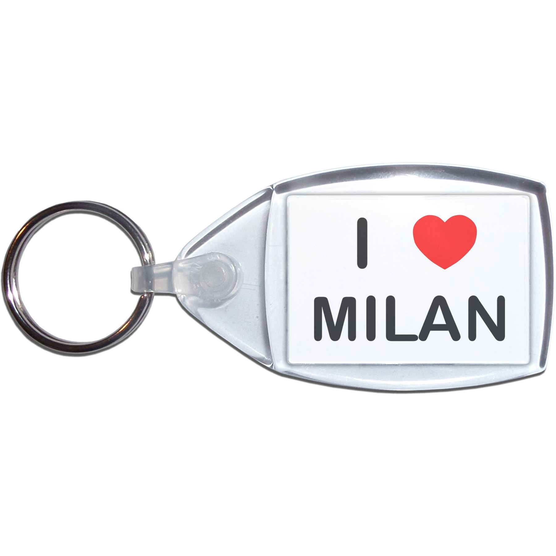 Milan I Love Heart Clear Plastic Key Ring (S, M or L) - Picture 7 of 8