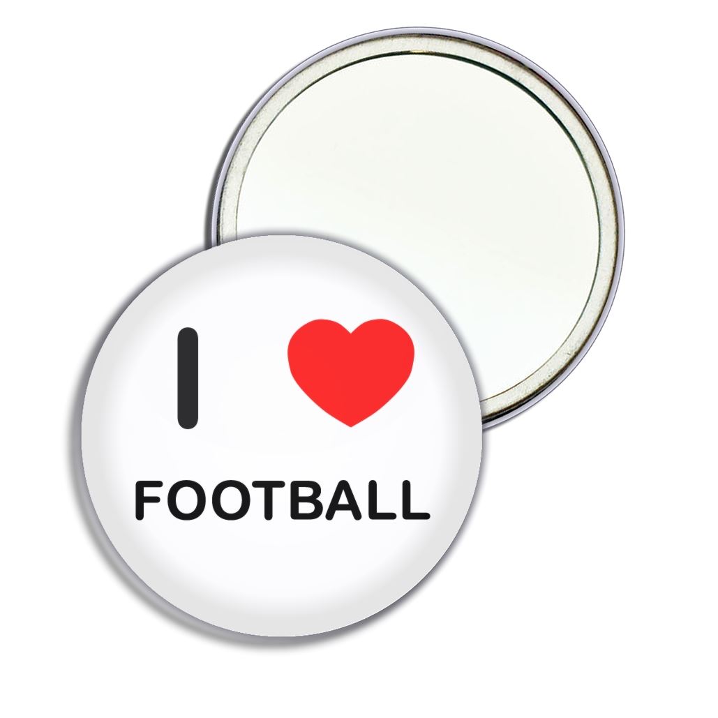 Football I Love Heart Round Mirror Pocket Compact (55mm or 77mm) - Picture 3 of 6