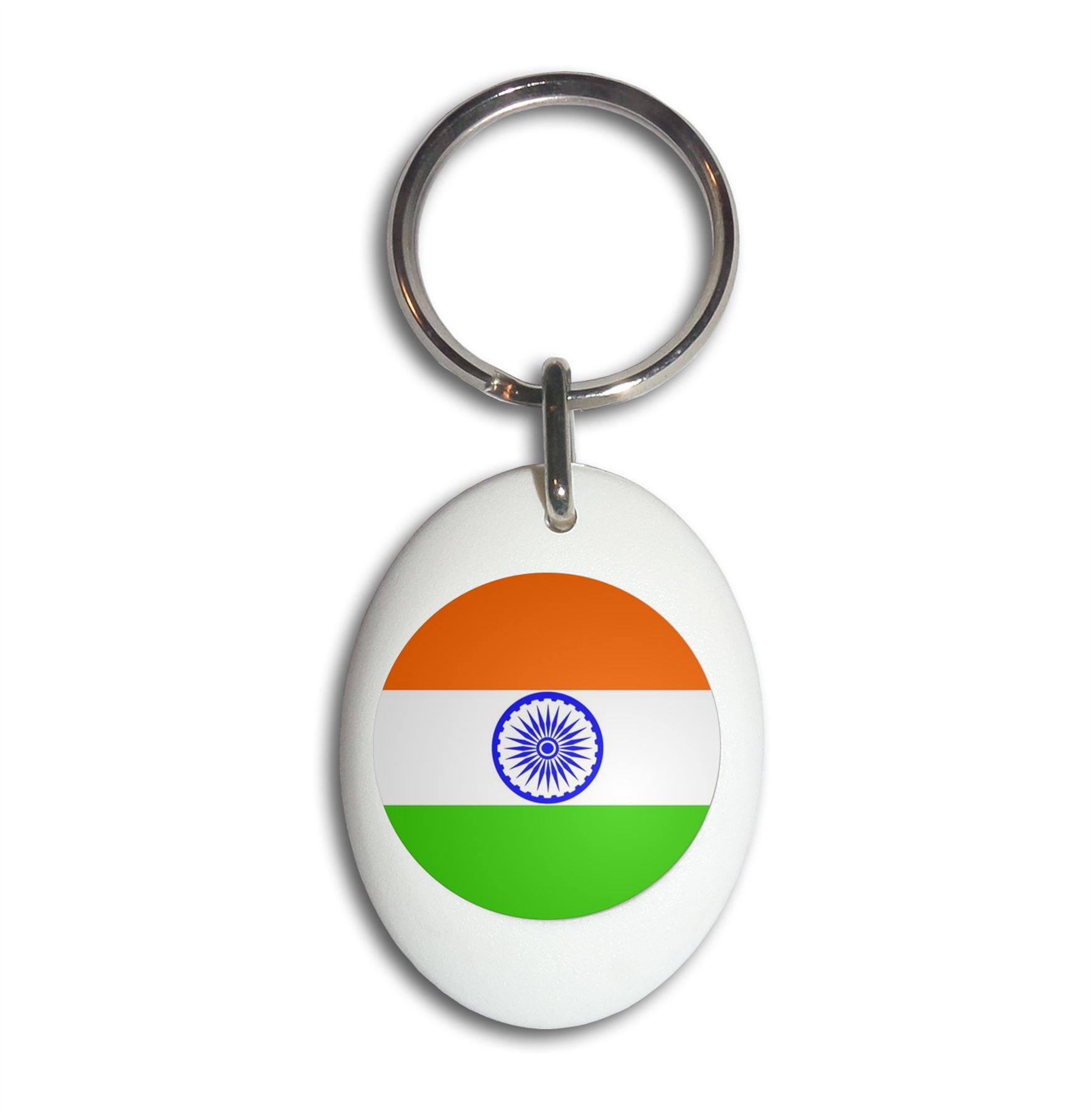 India Flag Plastic Oval Key Ring (43mm x 32.5mm) - Picture 9 of 10
