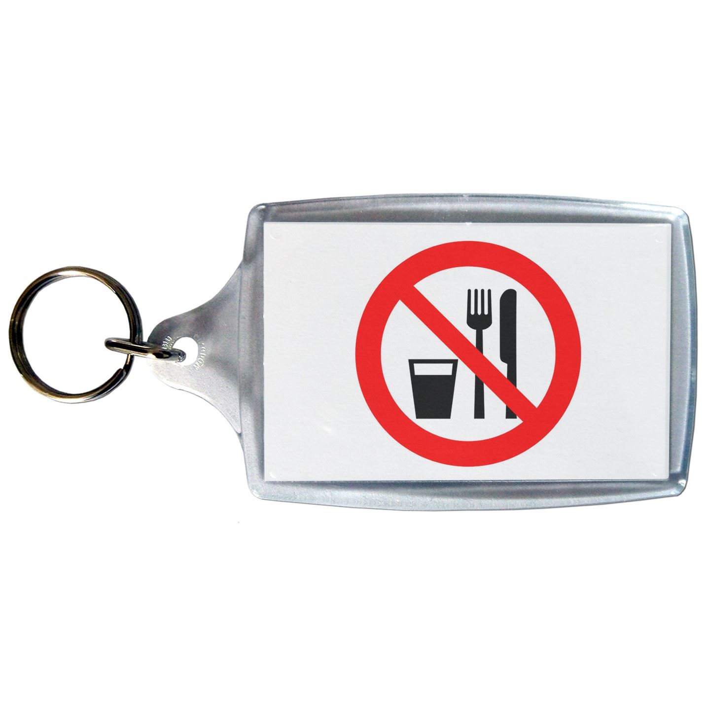 No Food or Drink Clear Plastic Key Ring (S, M or L) - Picture 3 of 8