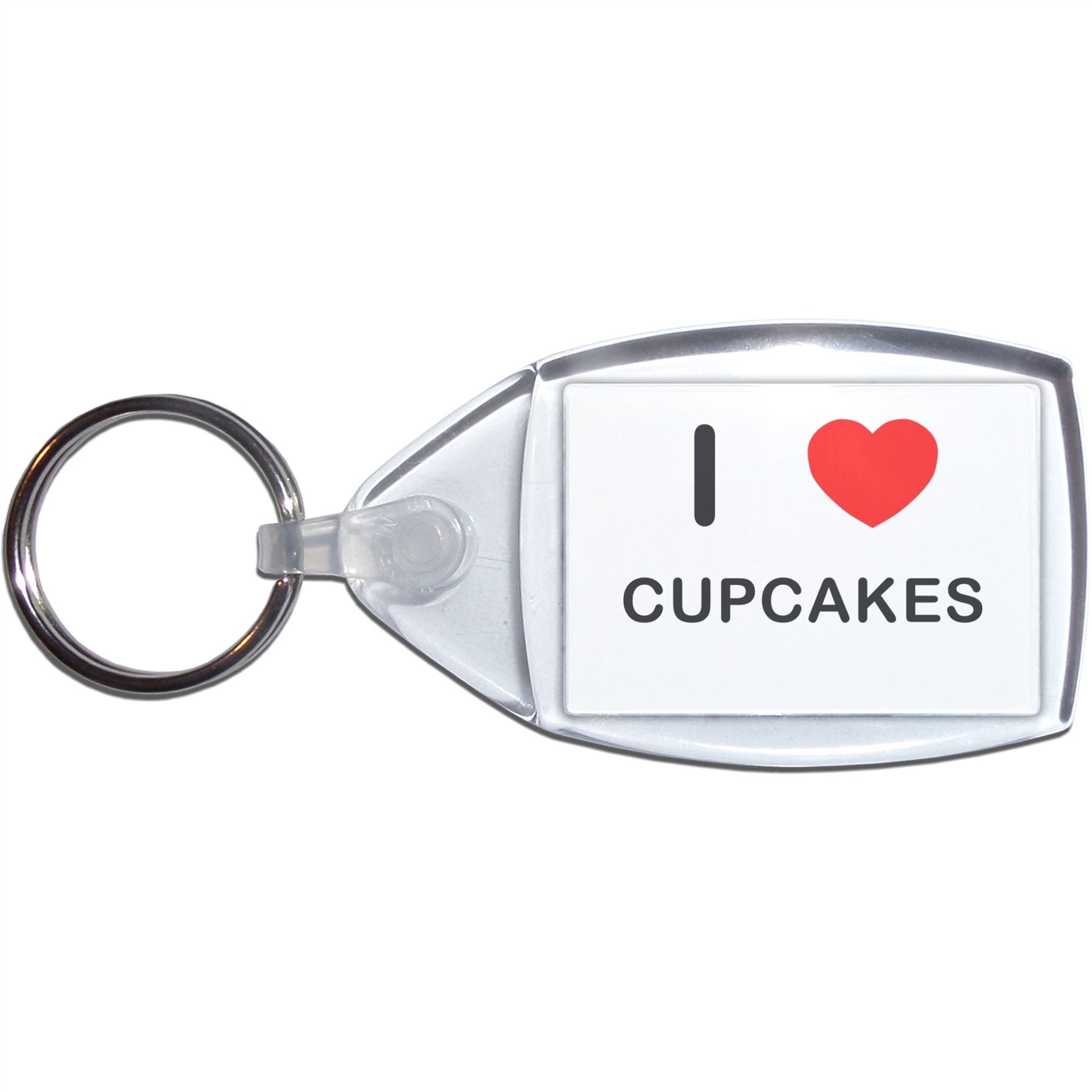 Cupcakes I Love Heart Clear Plastic Key Ring (S, M or L) - Picture 7 of 8
