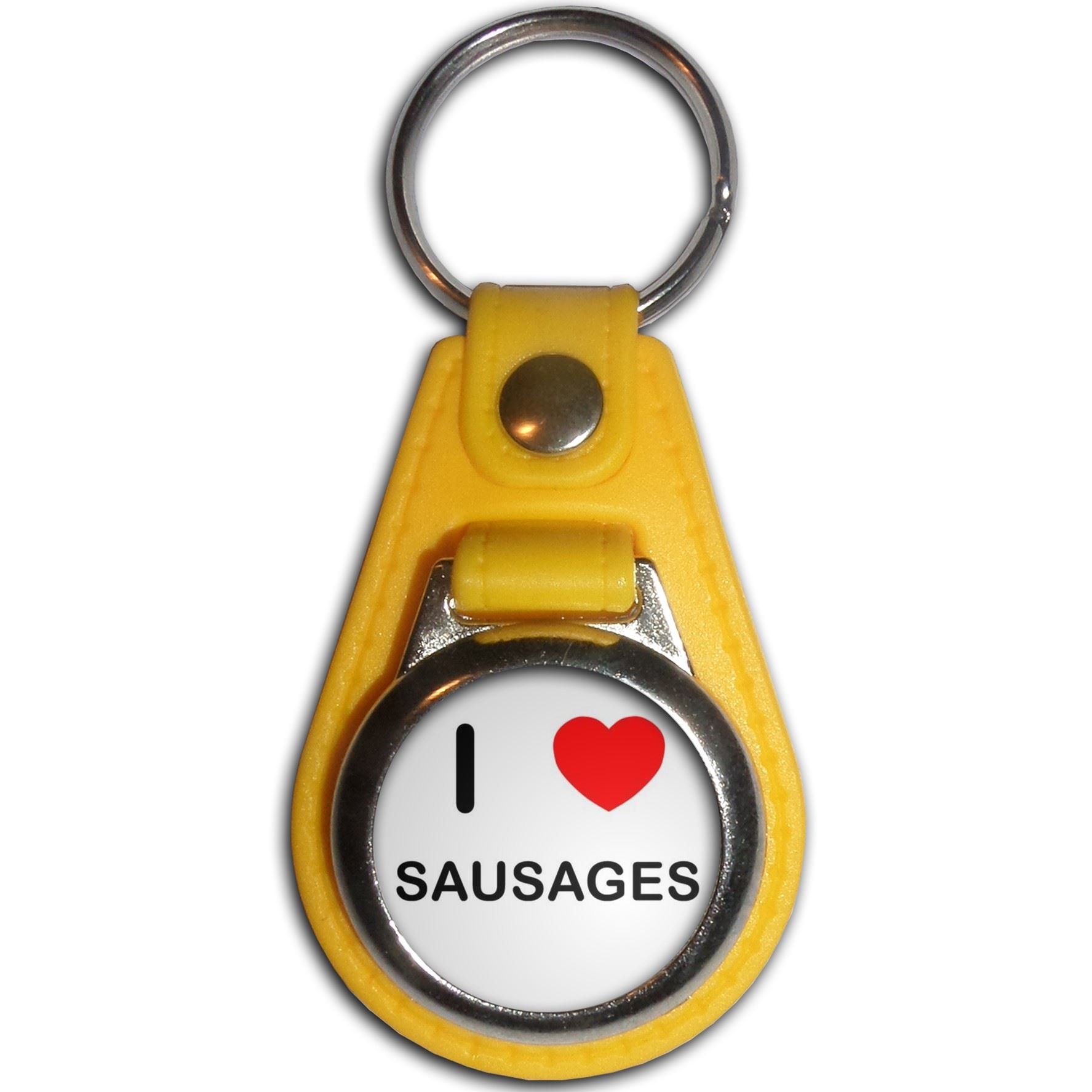 Portachiavi Plastica Cuore Con Scritta 'Sausages I Love' &ndash; BadgeBeast &ndash; Regalo Simpatico