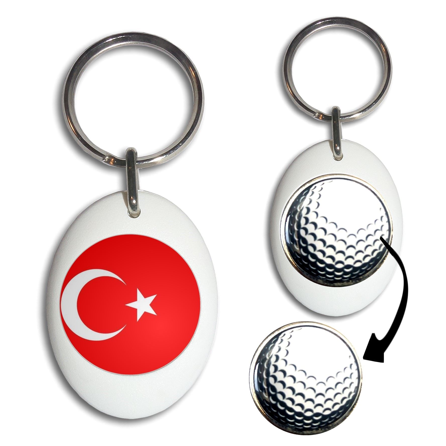 Schlüsselanhänger Türkei Flagge Golfball Markierung (43 mm x 33 mm) - Bild 11 von 12