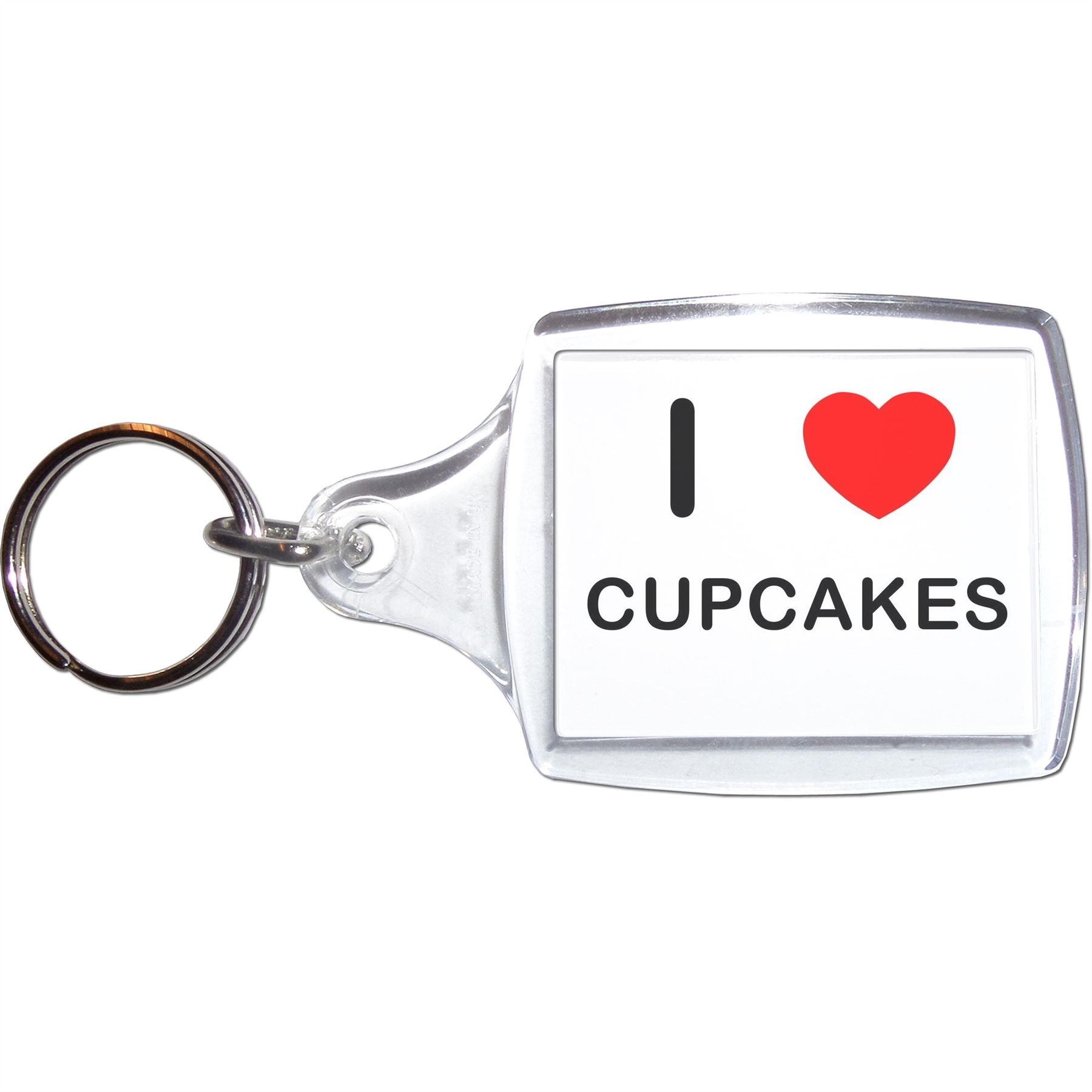 Cupcakes I Love Heart Clear Plastic Key Ring (S, M or L) - Picture 5 of 8