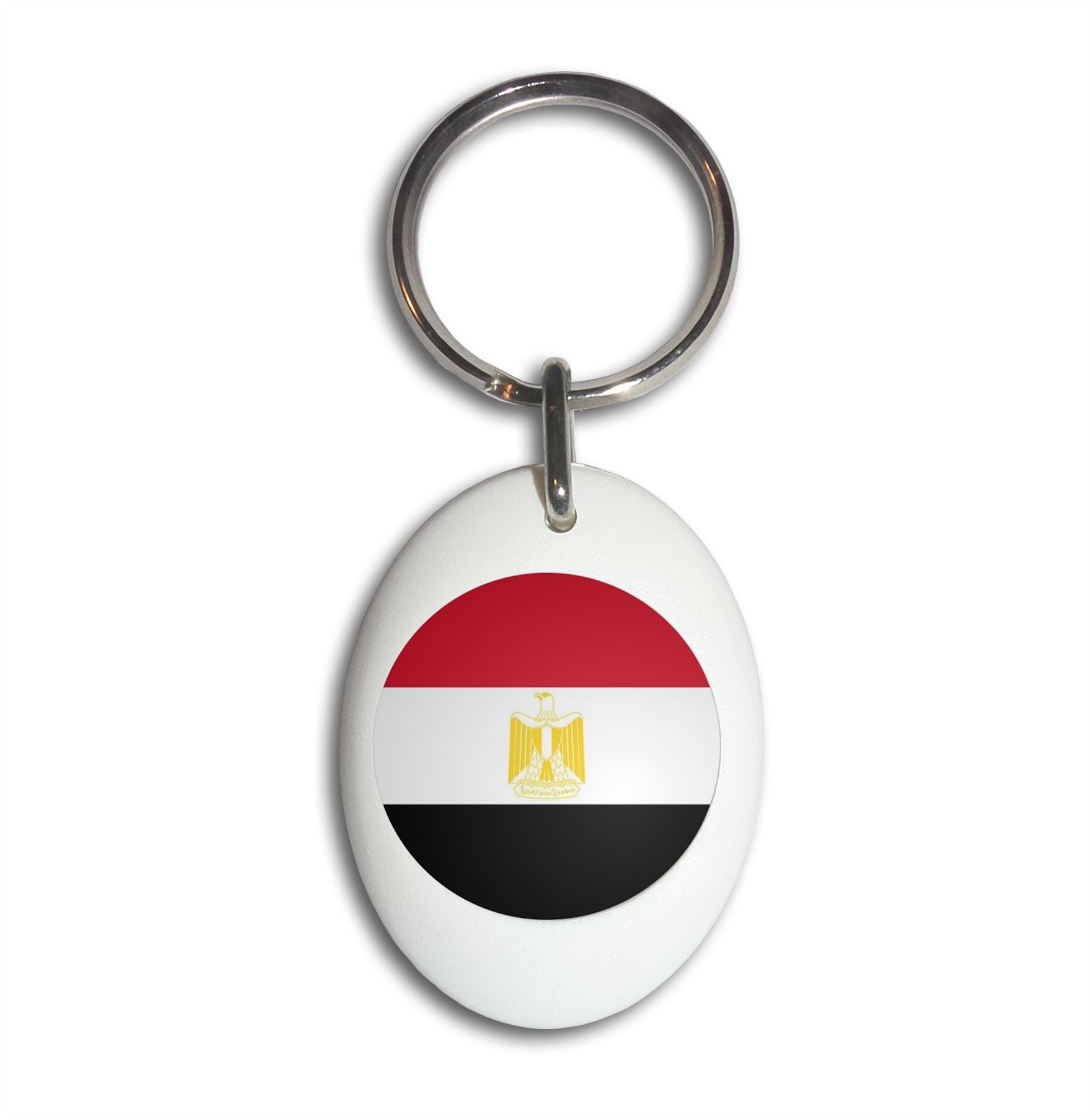 Egypt Flag Plastic Oval Key Ring (43mm x 32.5mm) - Picture 9 of 10