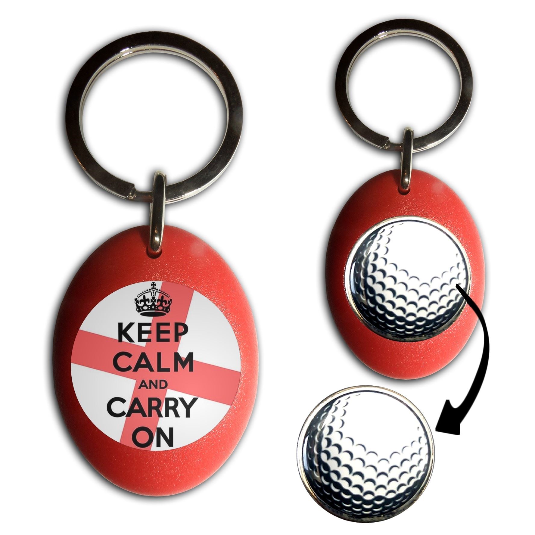 England Keep Calm and Carry On Golfball Marker Schlüsselanhänger (43 mm x 33 mm) - Bild 7 von 12