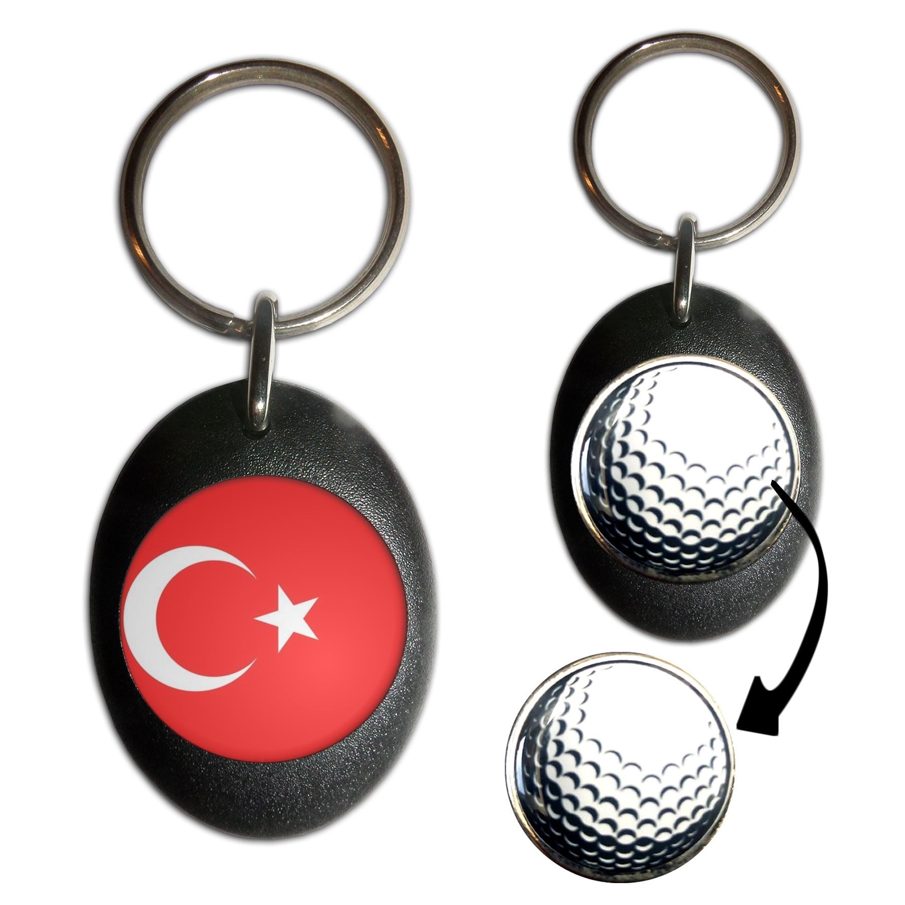 Schlüsselanhänger Türkei Flagge Golfball Markierung (43 mm x 33 mm) - Bild 3 von 12