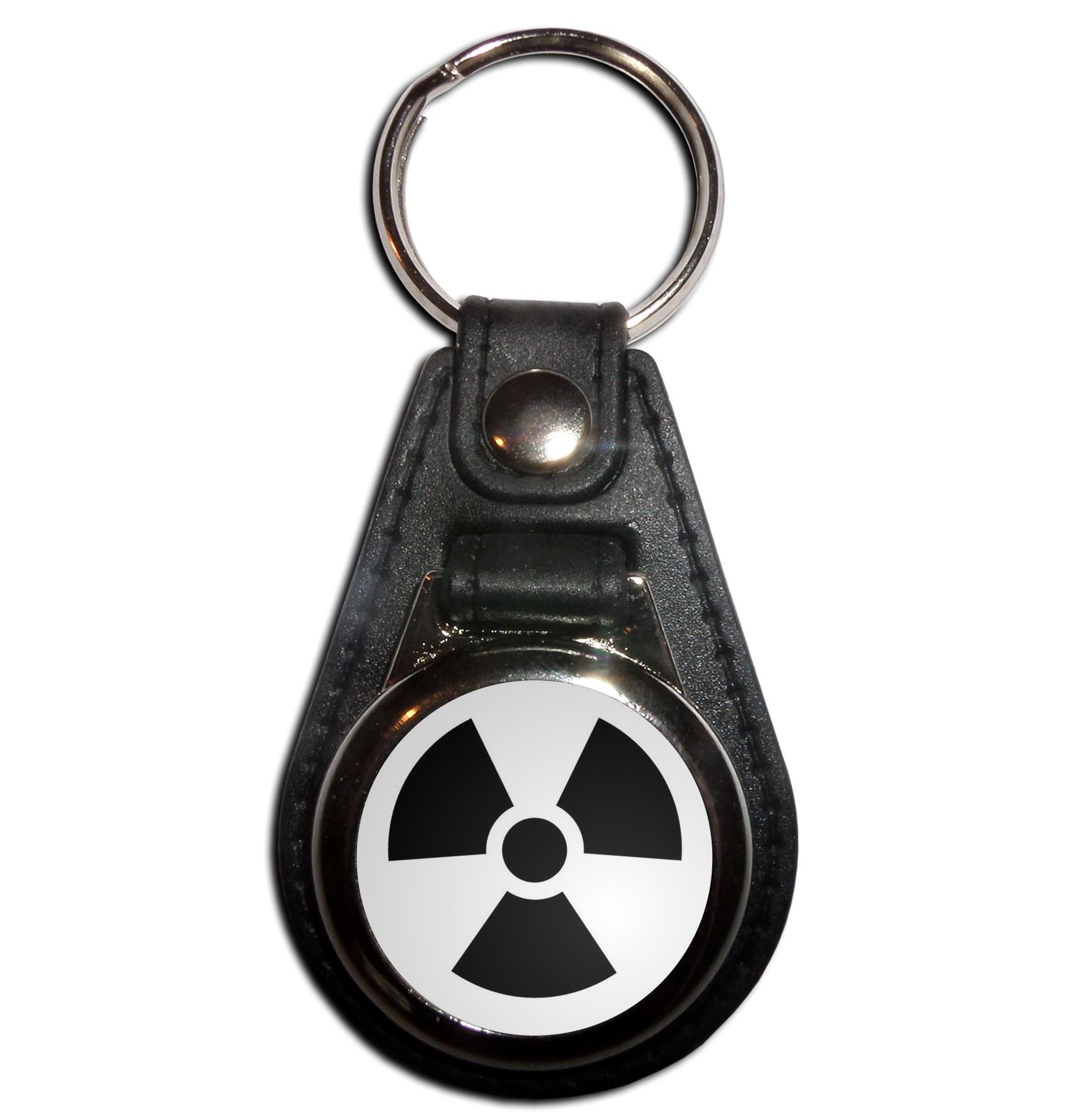 Black Nuclear Symbol Plastic Medallion Key Ring (61mm x 38mm) - Picture 3 of 12