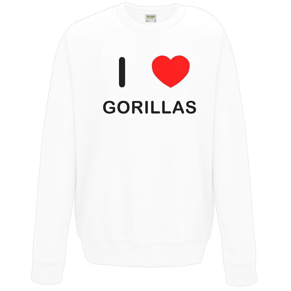 Gorillas I Love Sweater Pullover Adult Crew Neck Long Sleeved Sweatshirt - Picture 33 of 34