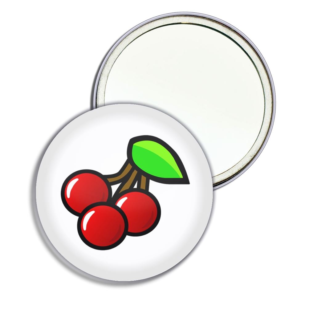Fruit Machine Cherries Round Mirror Pocket Compact (55mm or 77mm) - Picture 3 of 6