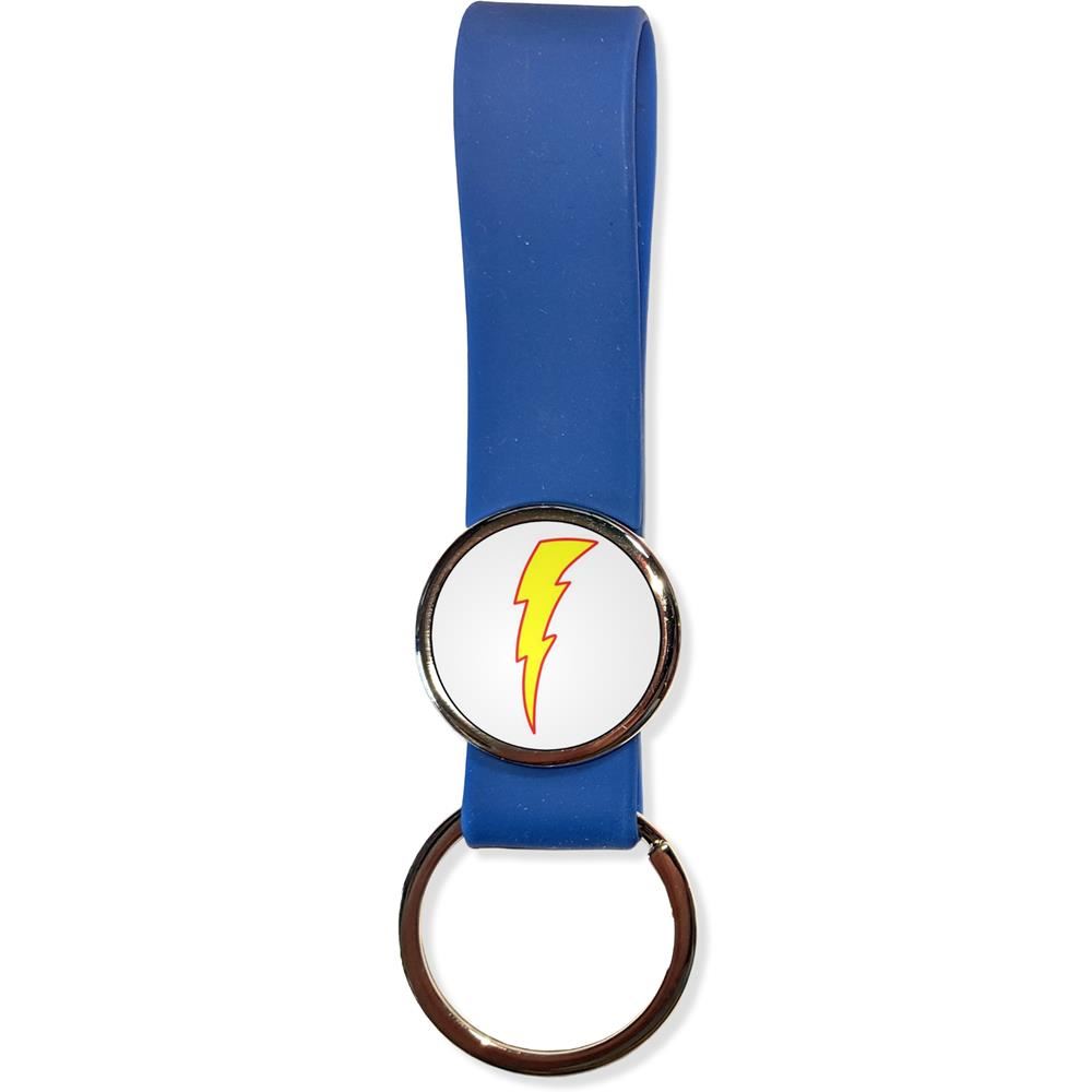 Lightning Bolt White Silicone Loop Key Ring (35mm x 120mm) - Picture 5 of 8