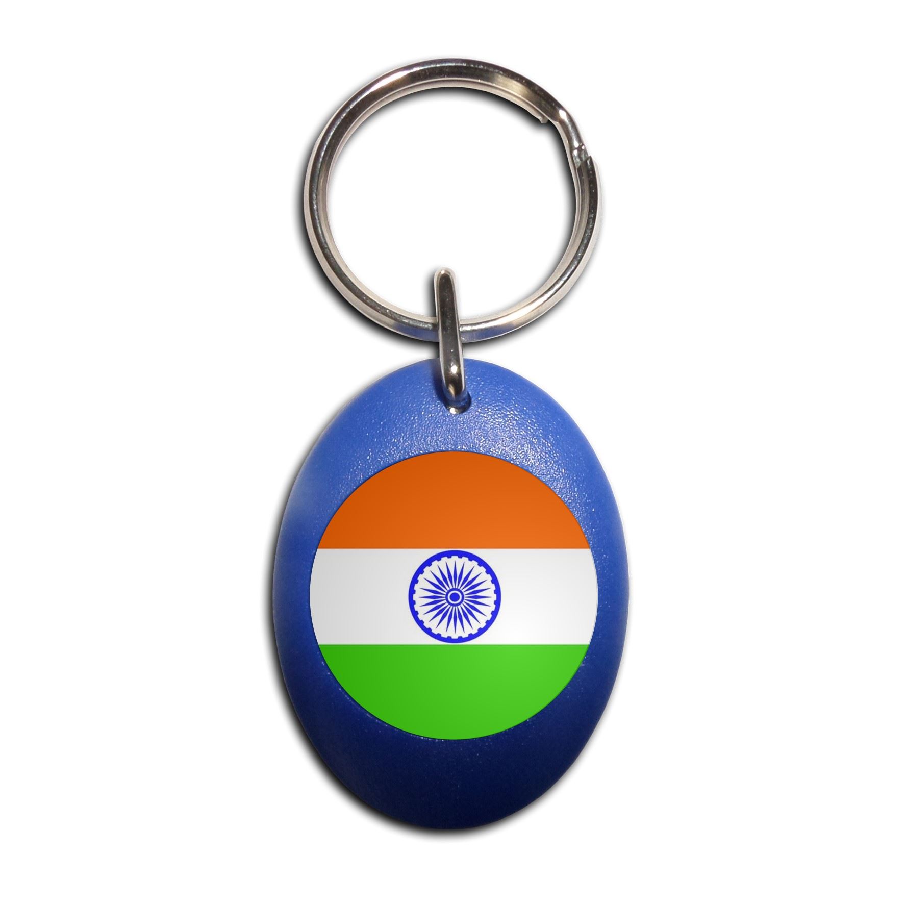 India Flag Plastic Oval Key Ring (43mm x 32.5mm) - Picture 5 of 10