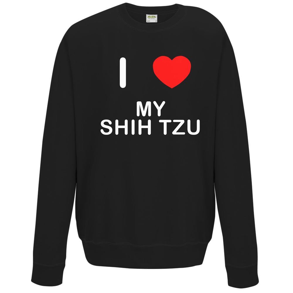 My Shih Tzu I Love Sweater Pullover Adult Crew Neck Long Sleeved Sweatshirt - Picture 7 of 34
