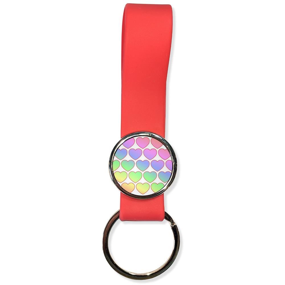 Rainbow Heart Pattern Silicone Loop Key Ring (35mm x 120mm) - Picture 7 of 8