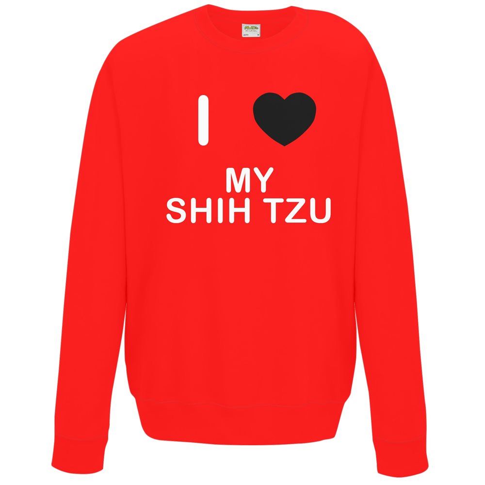 My Shih Tzu I Love Sweater Pullover Adult Crew Neck Long Sleeved Sweatshirt - Picture 25 of 34