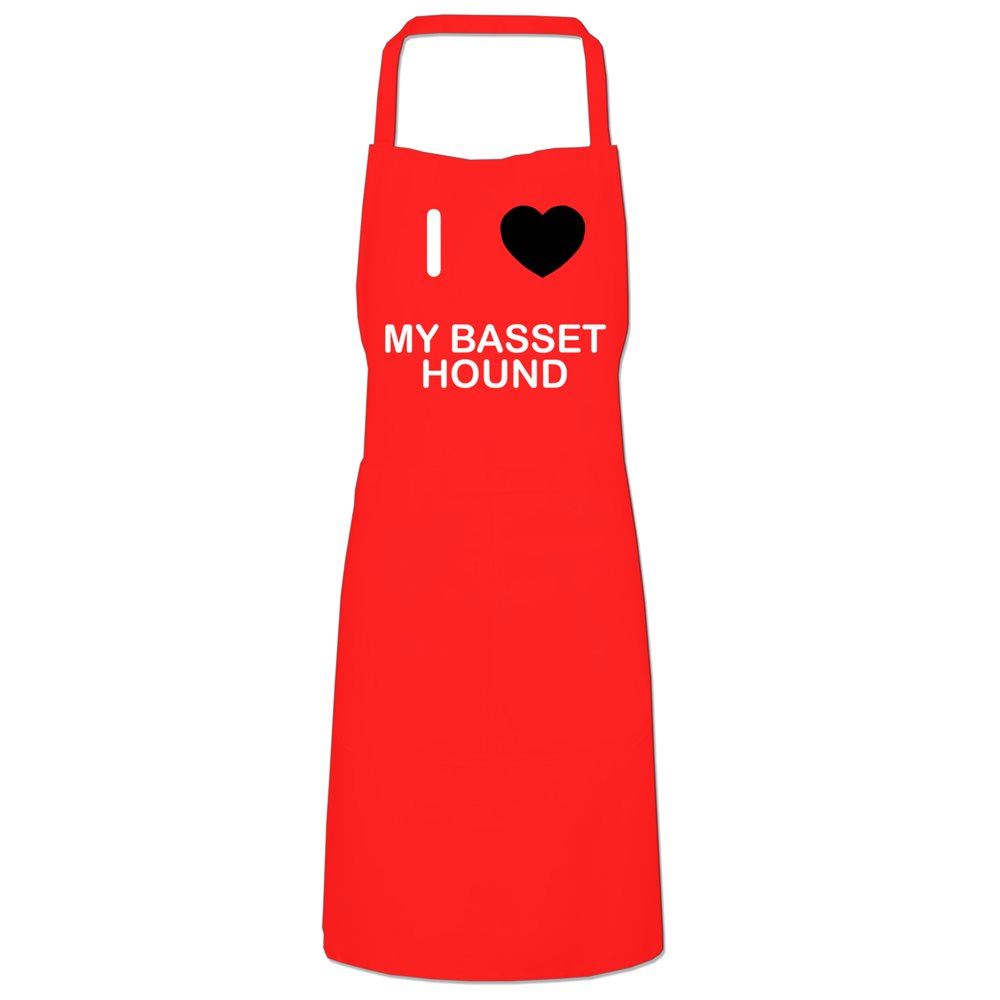 My Basset Hound I Love Kitchen Apron Bib with Adjustable Neck and Ties - Picture 7 of 10