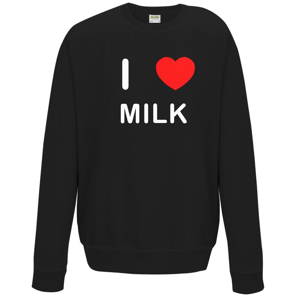 Milk I Love Sweater Pullover Adult Crew Neck Long Sleeved Sweatshirt - Picture 7 of 34