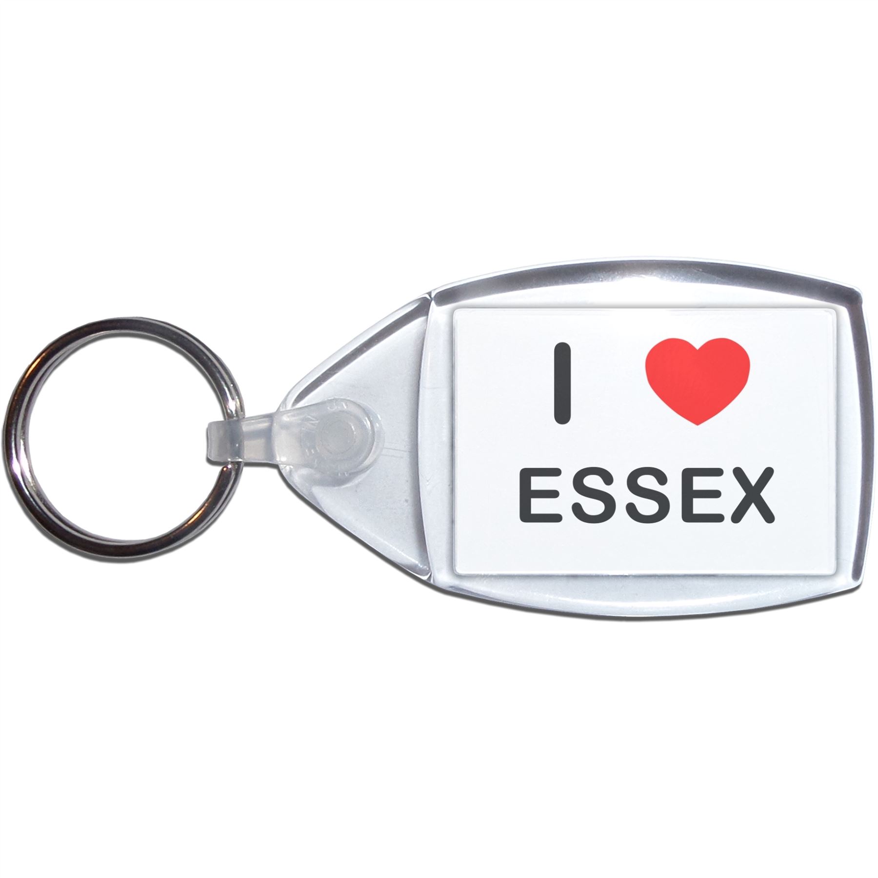 Essex I Love Heart Clear Plastic Key Ring (S, M or L) - Picture 7 of 8