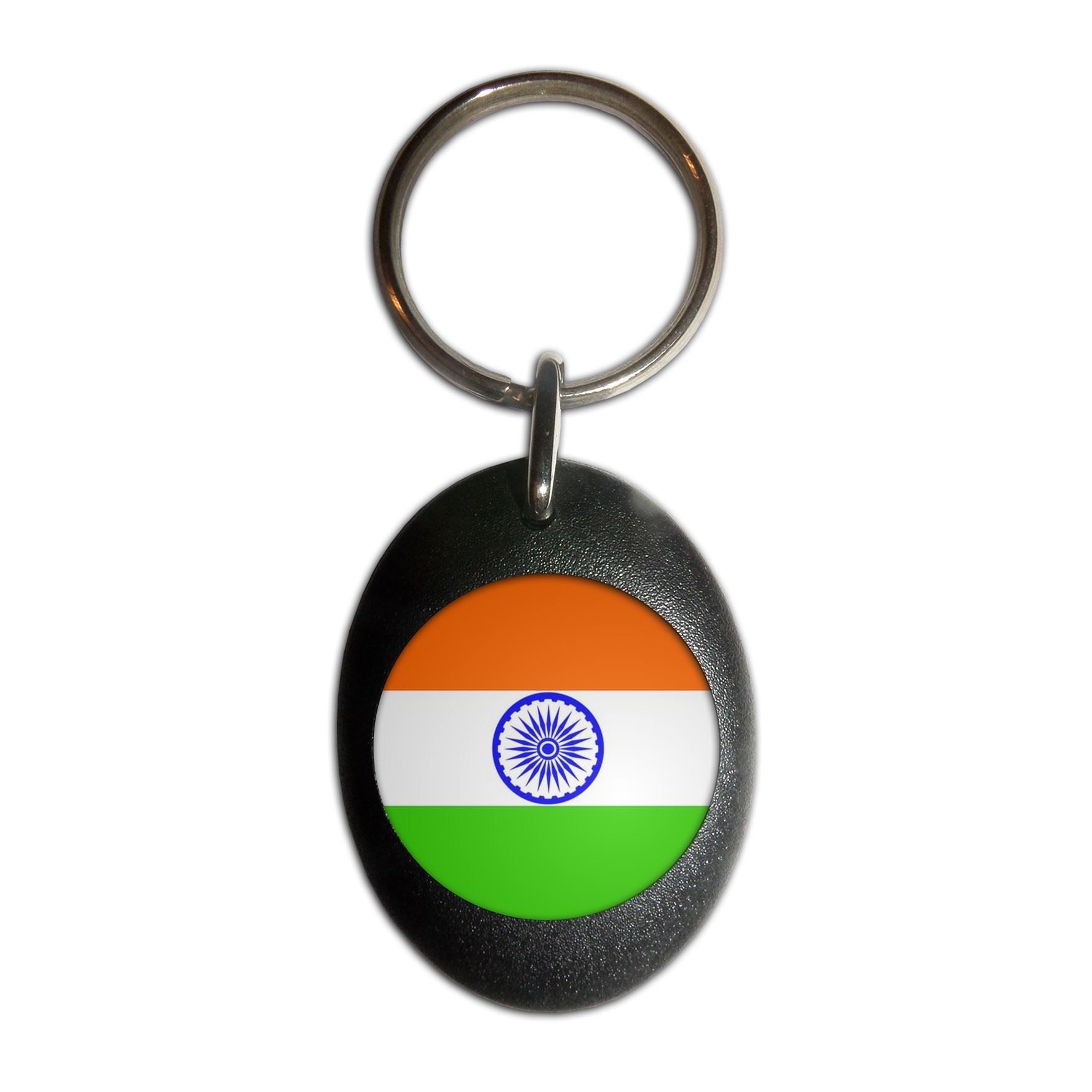 India Flag Plastic Oval Key Ring (43mm x 32.5mm) - Picture 3 of 10