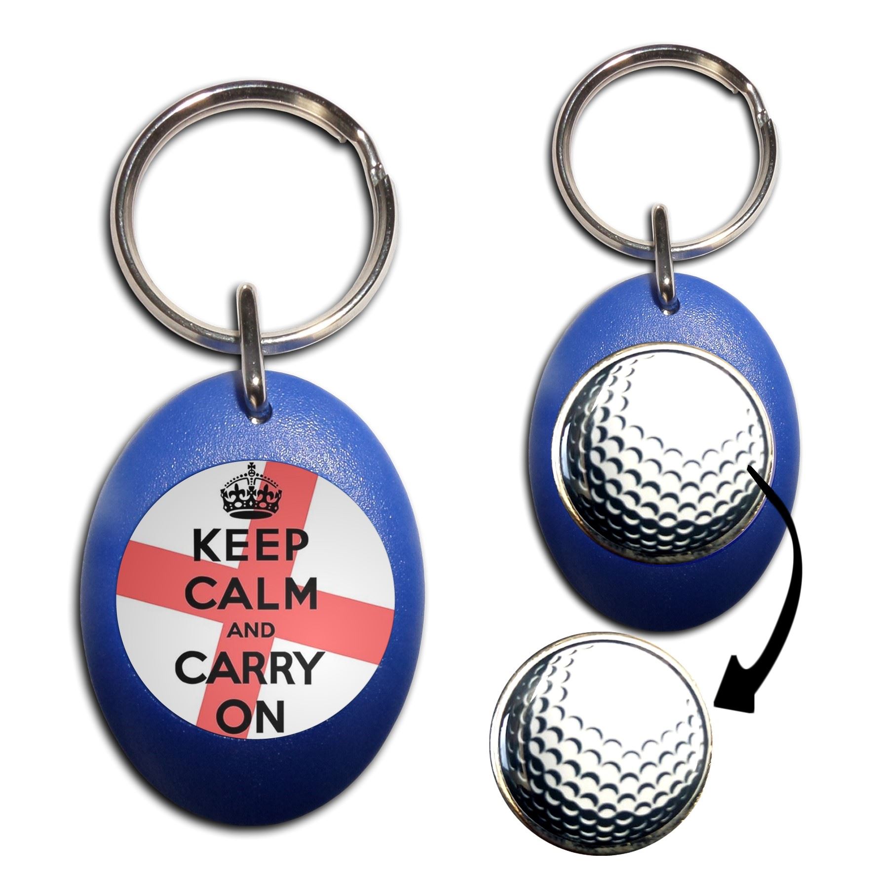 England Keep Calm and Carry On Golfball Marker Schlüsselanhänger (43 mm x 33 mm) - Bild 5 von 12