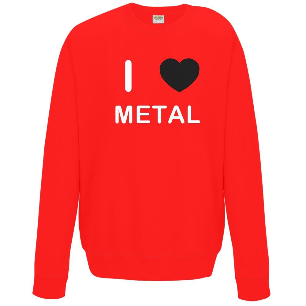 Metal I Love Sweater Pullover Adult Crew Neck Long Sleeved Sweatshirt - Picture 25 of 34