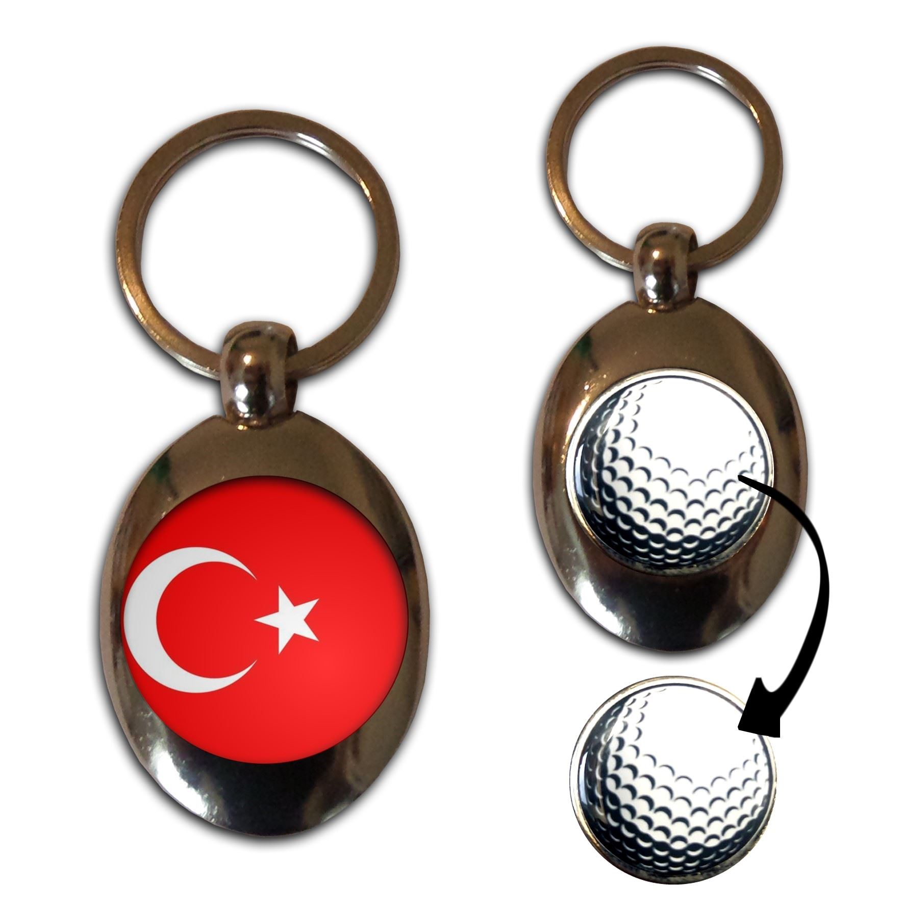 Schlüsselanhänger Türkei Flagge Golfball Markierung (43 mm x 33 mm) - Bild 9 von 12